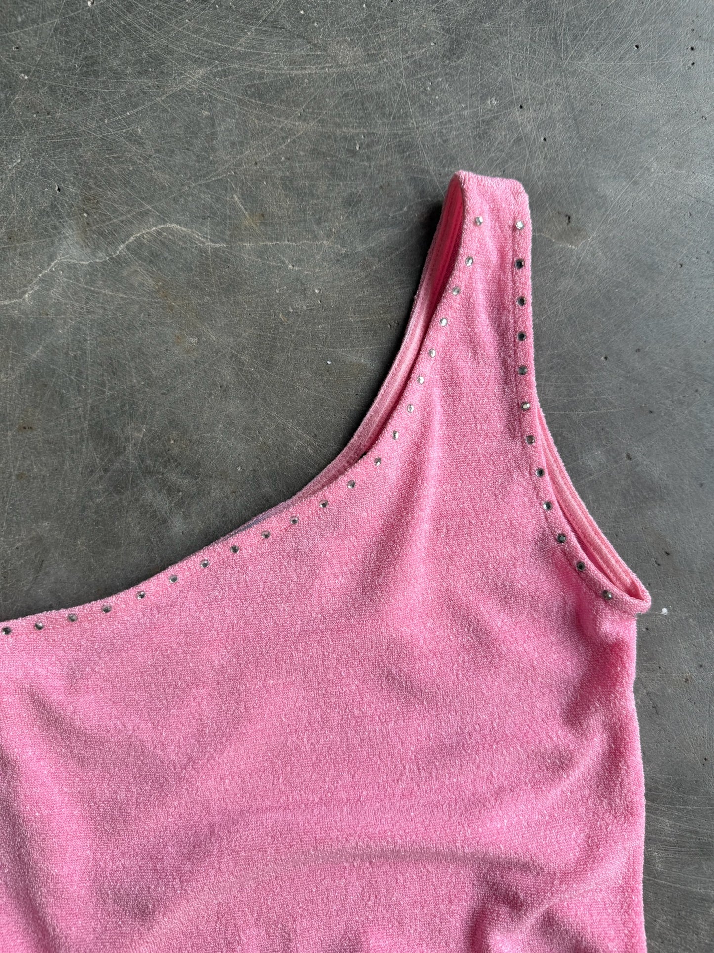 Vintage Pink Shimmery Off Should Top - M