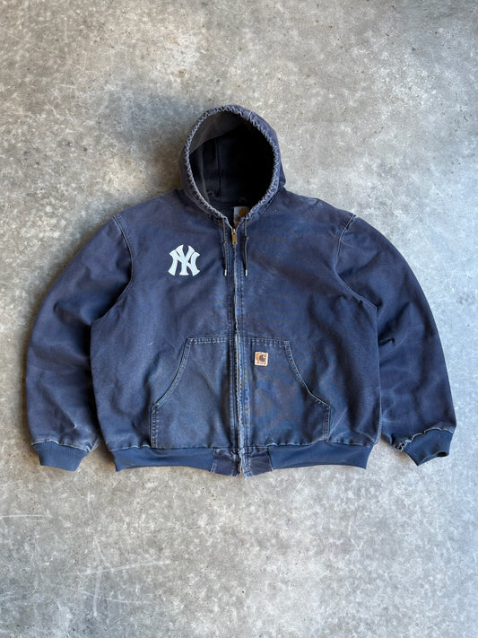 Vintage Dark Navy Hooded Yankees Carhartt Jacket - XXL