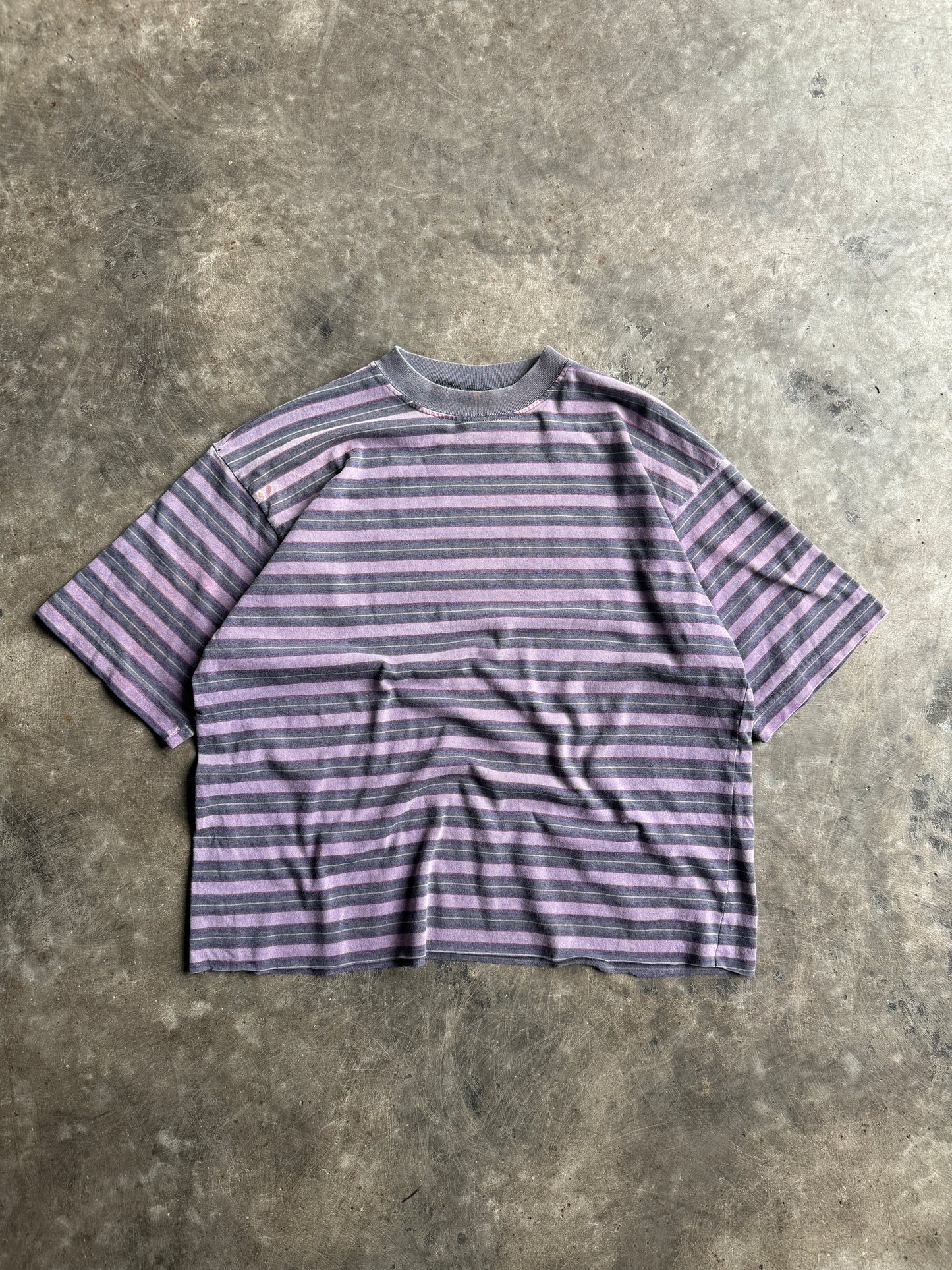 Vintage Purple Striped Cropped Tee - XL