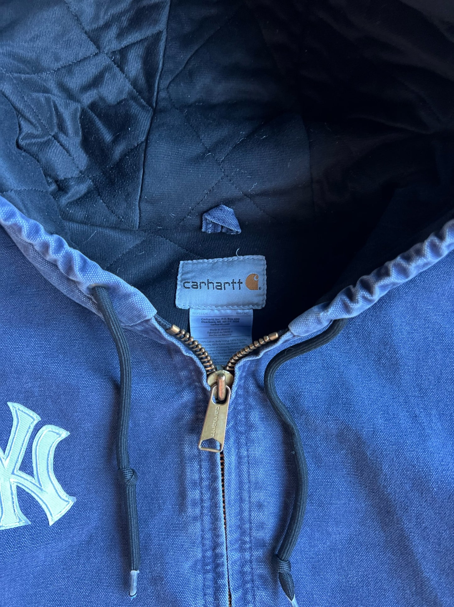 Vintage Yankees Faded Navy Hooded Carhartt Jacket - XL