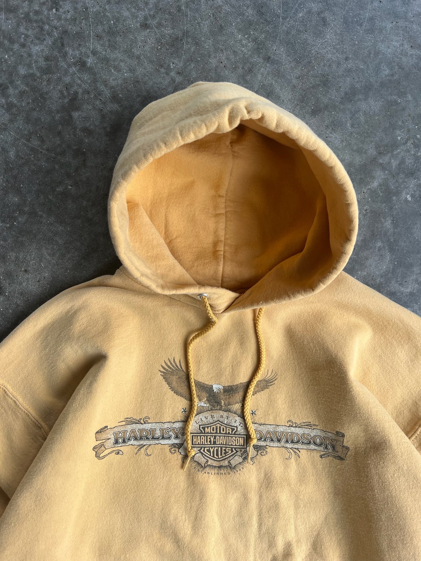 Vintage Yellow Harley Davidson Hoodie - L