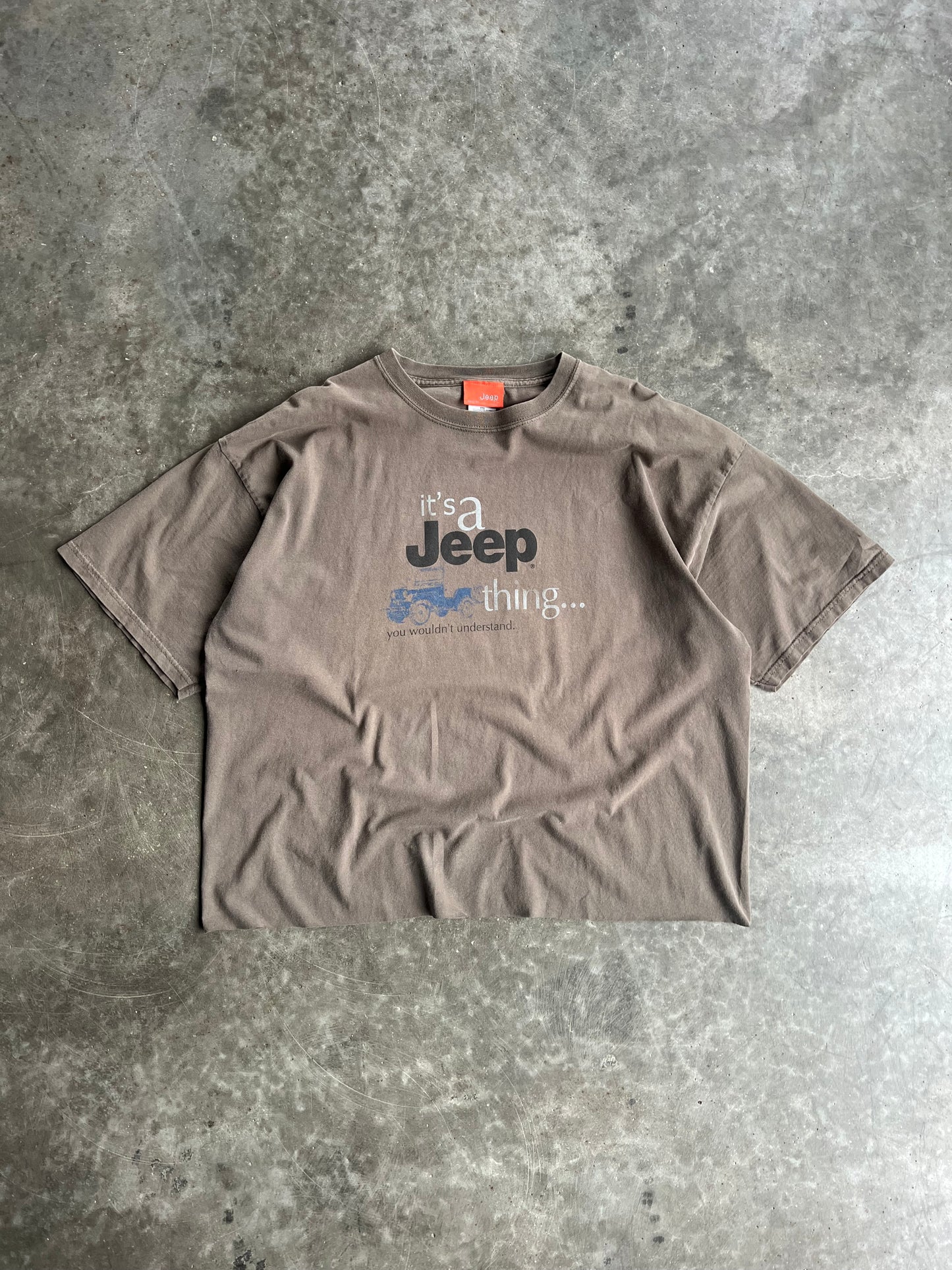 Vintage Brown Graphic Jeep Shirt - XXL