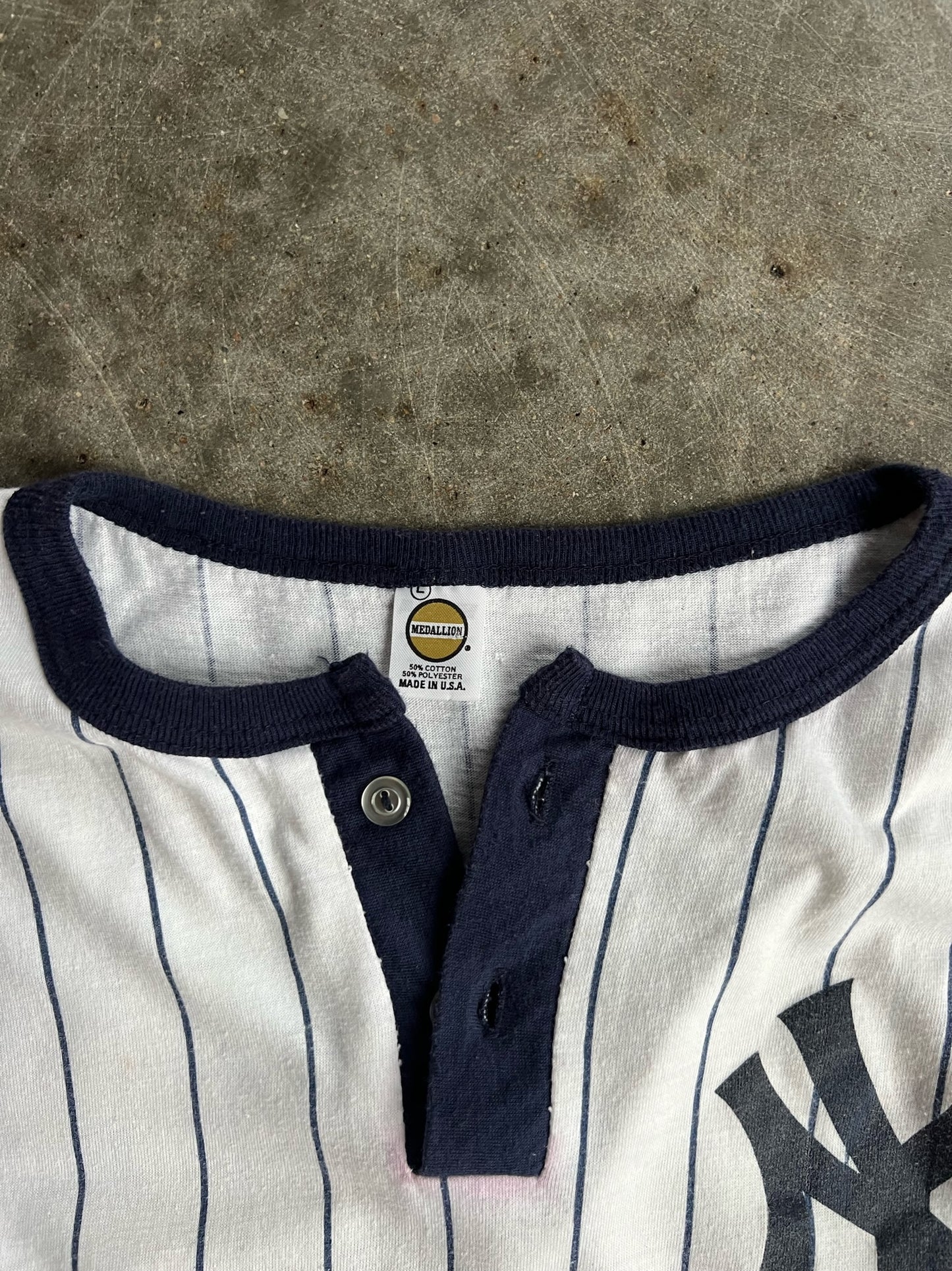 Vintage Striped NY Yankees Baseball Shirt - L