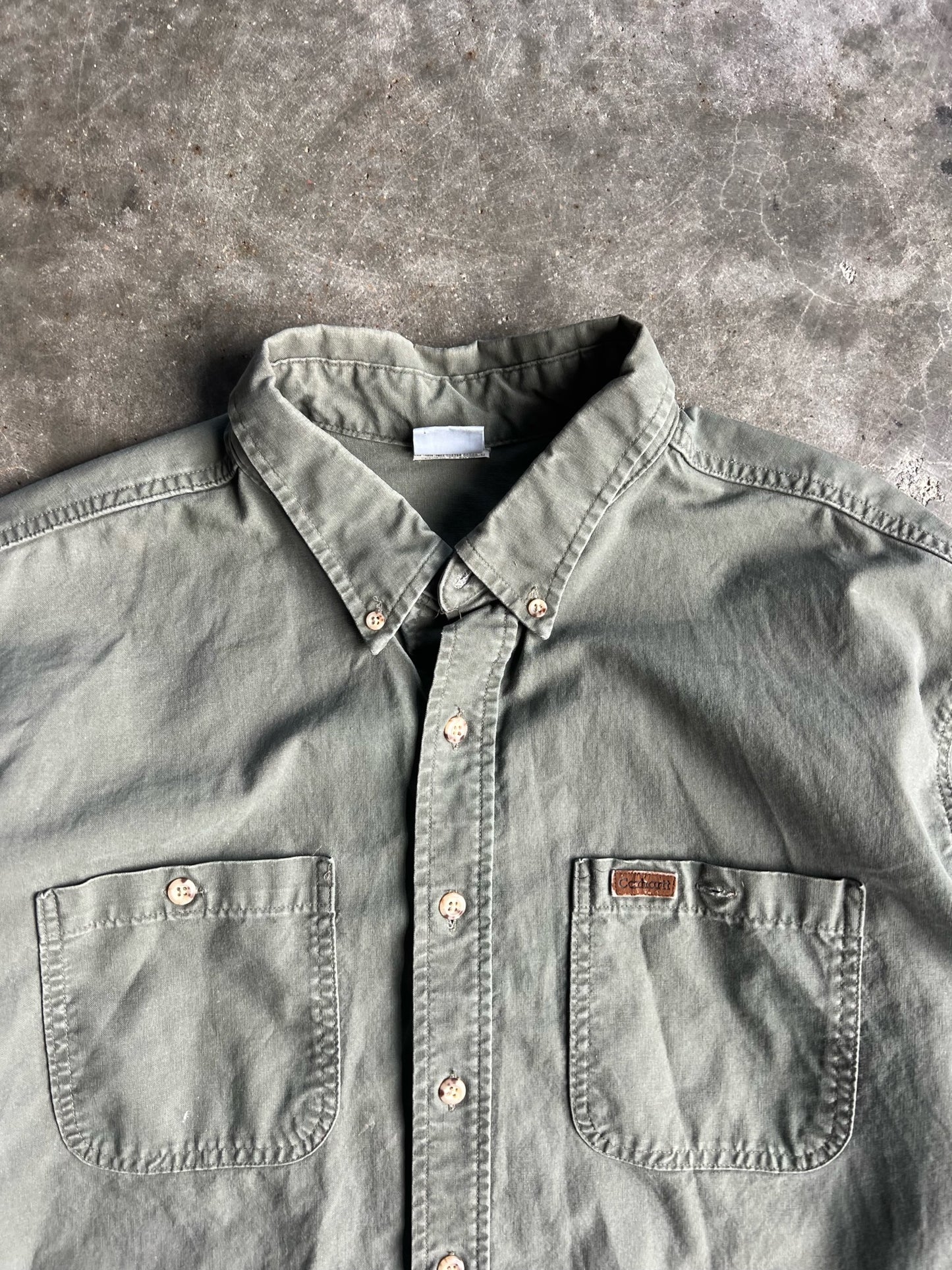 Vintage Cropped Green Carhartt Button Up - XL