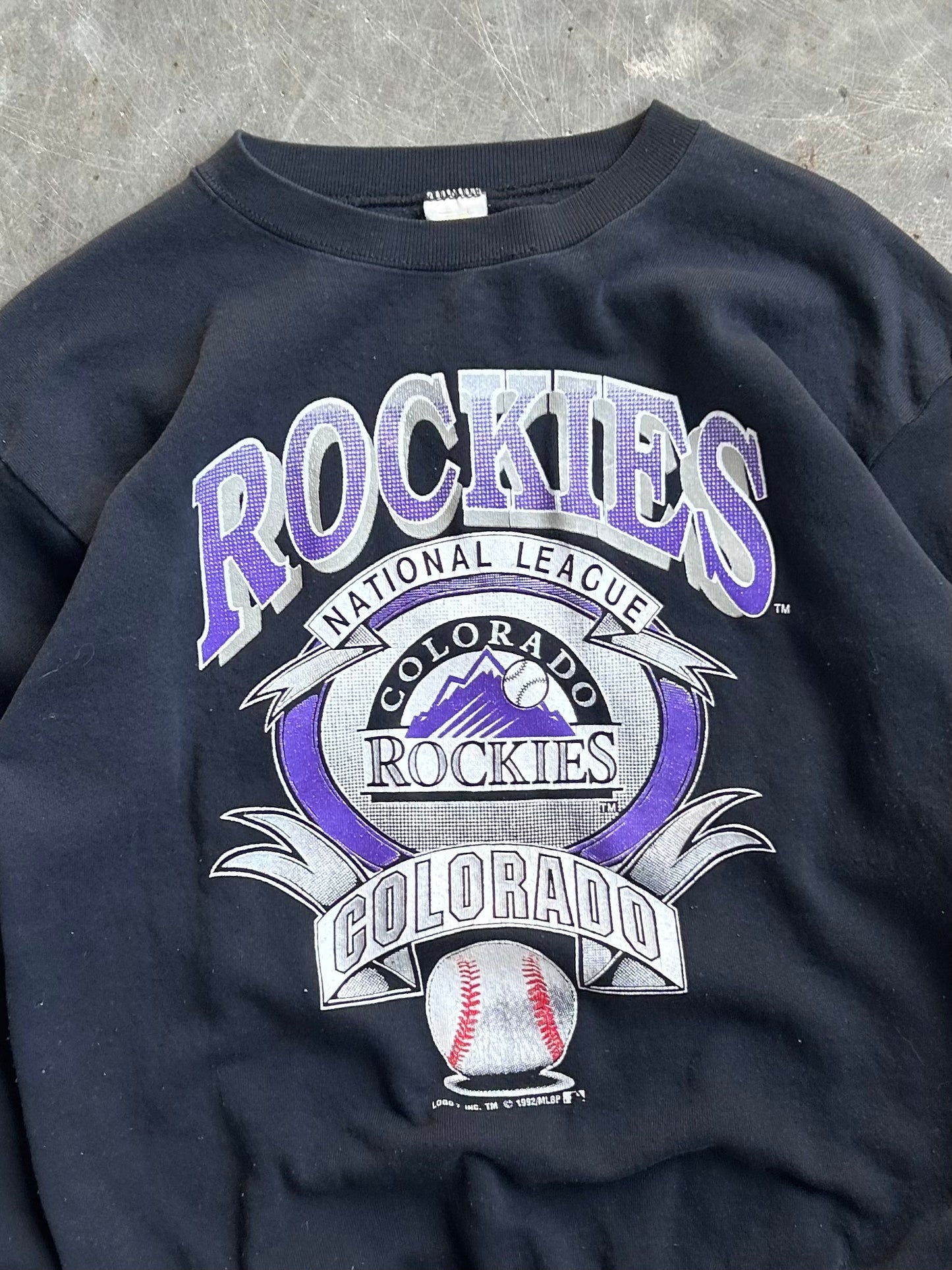 Vintage Black Colorado Rockies Crew - M