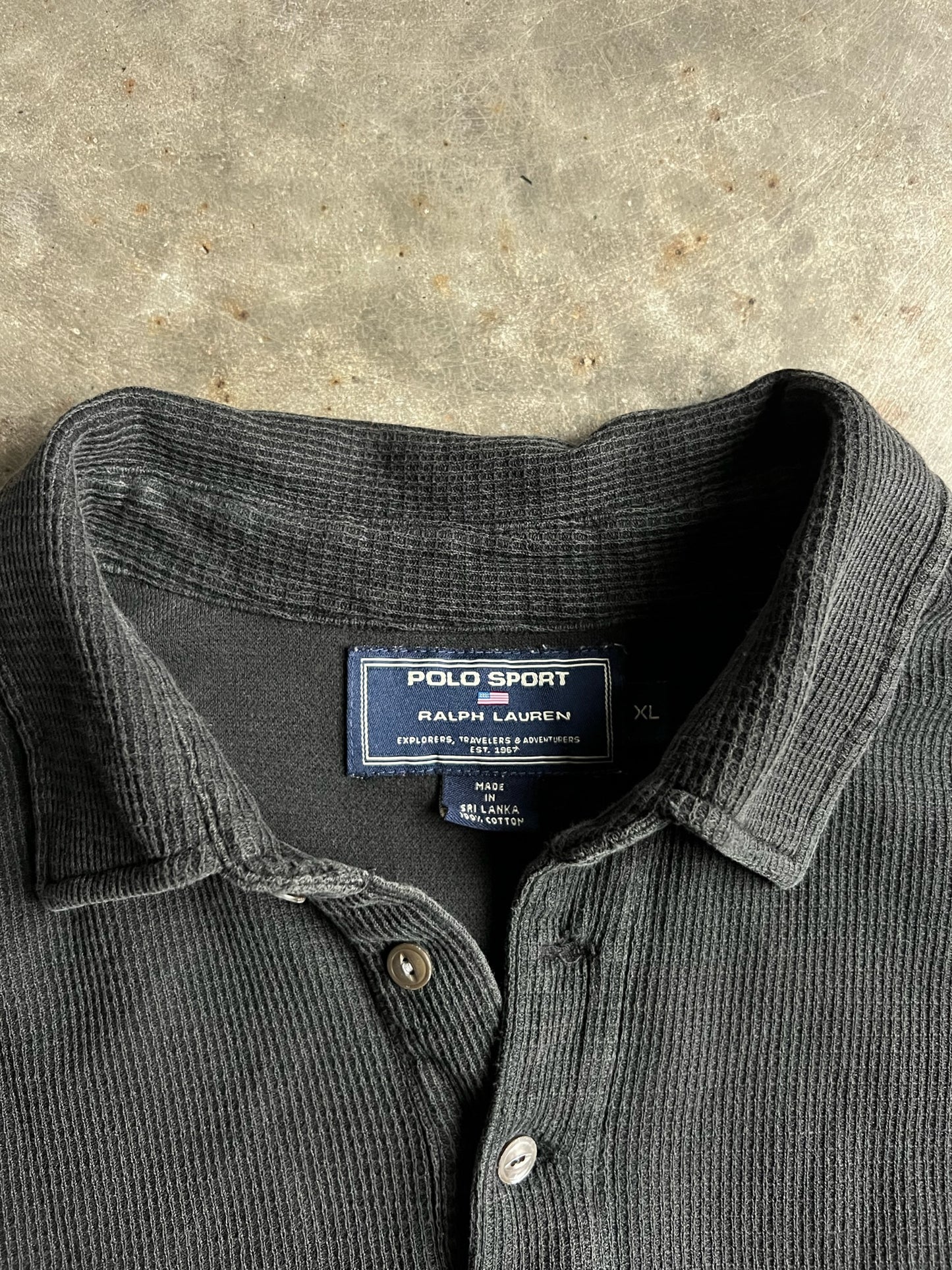 Vintage Black Thermal Polo - XL