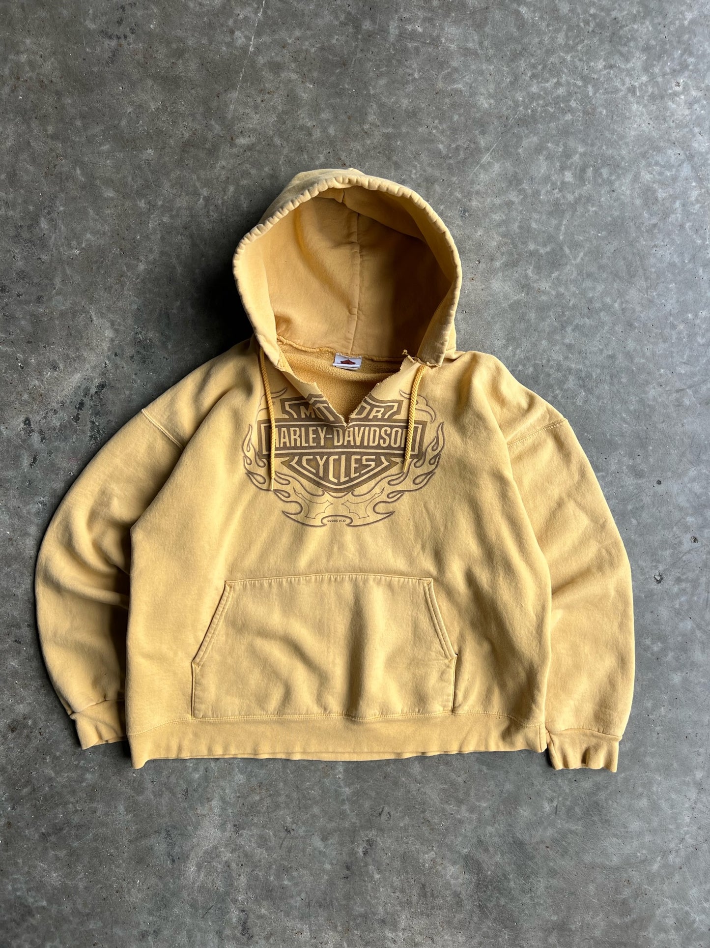 Vintage Yellow Harley Davidson Hoodie - L