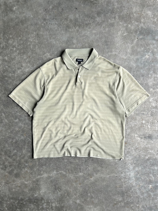 Vintage Vanheusen Green Striped Cropped Polo - L