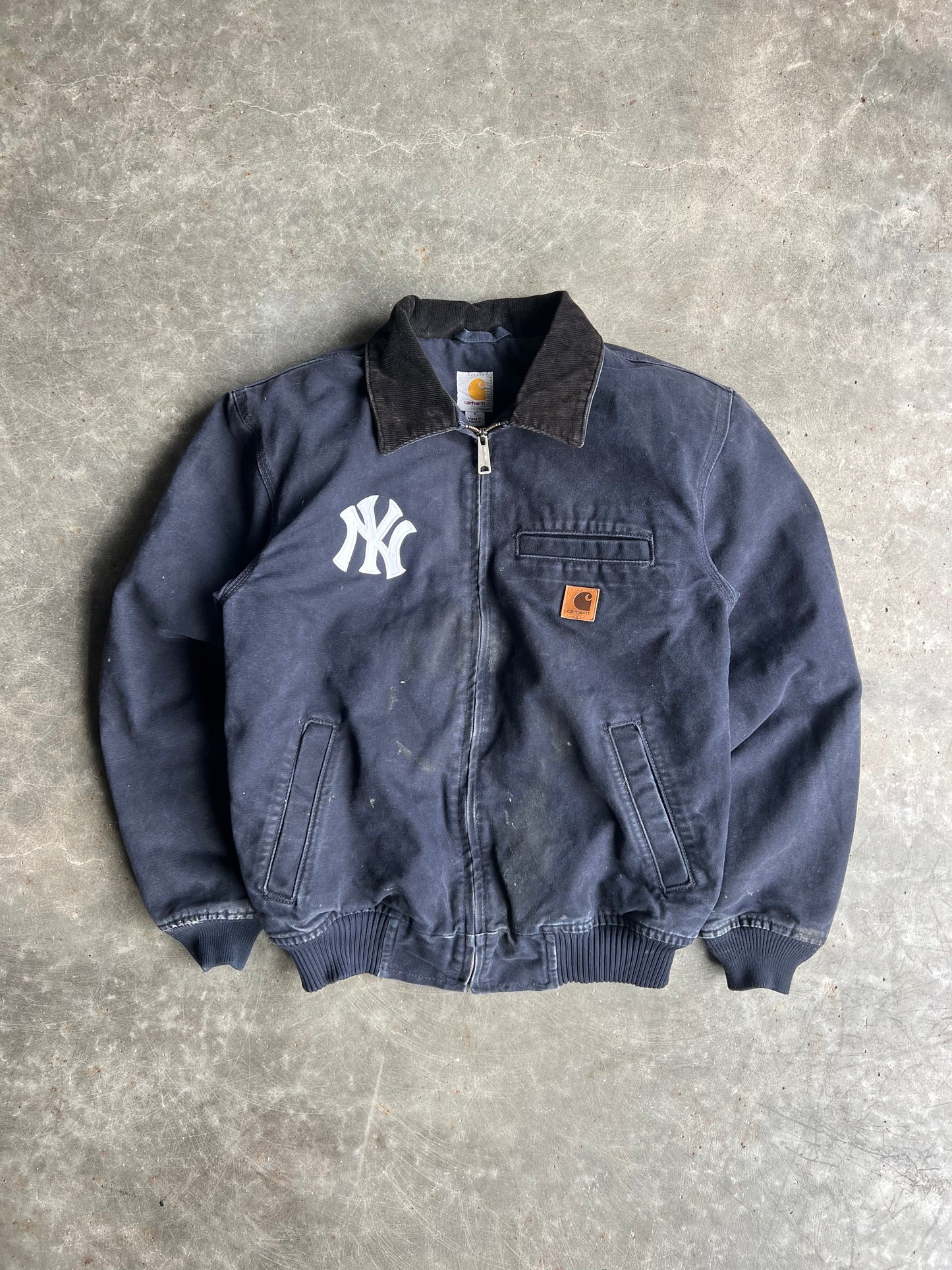 Vintage Navy Painted Yankees Carhartt Jacket - S