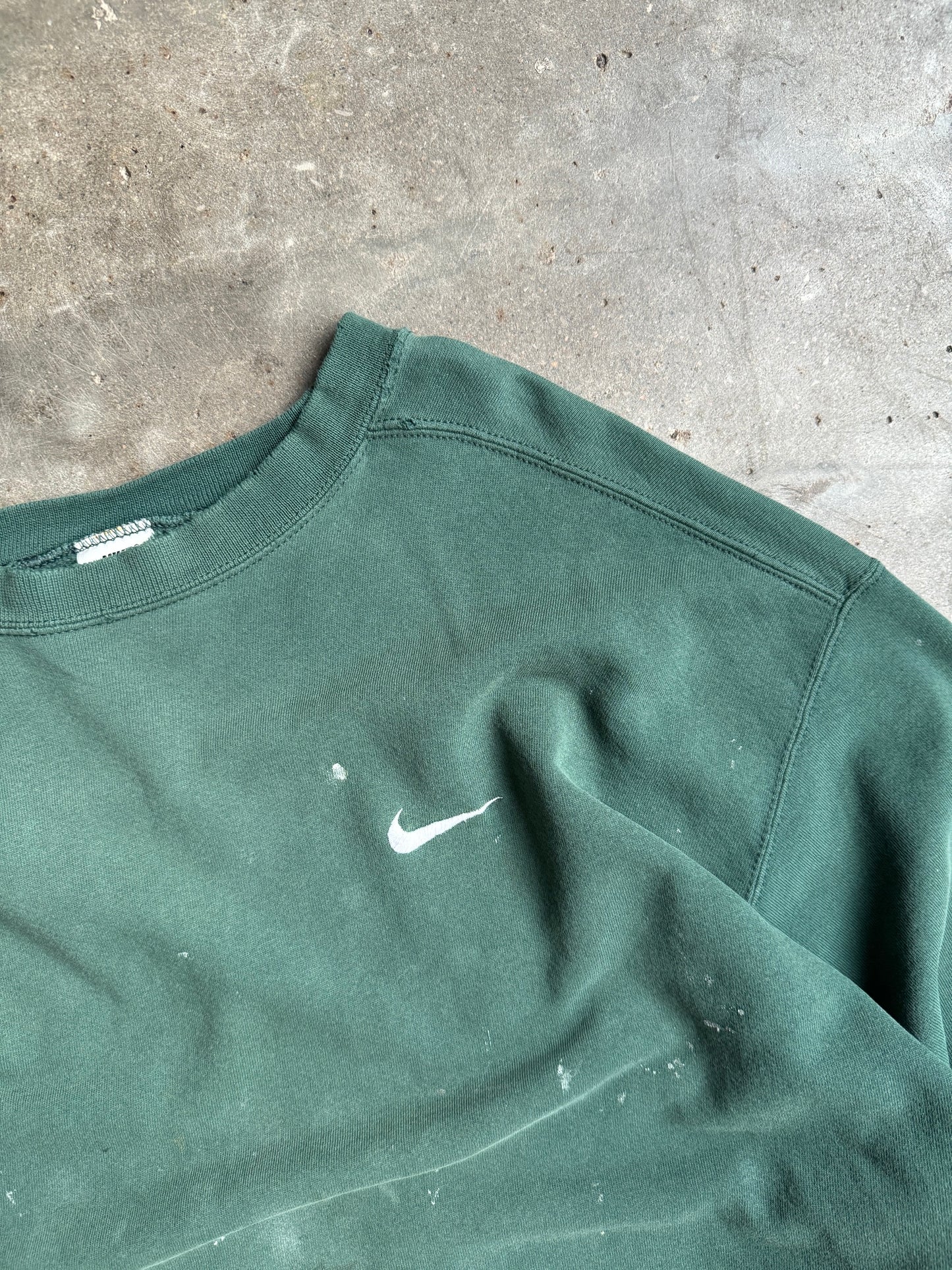 Vintage Green Mini Swoosh Nike Crew - XL