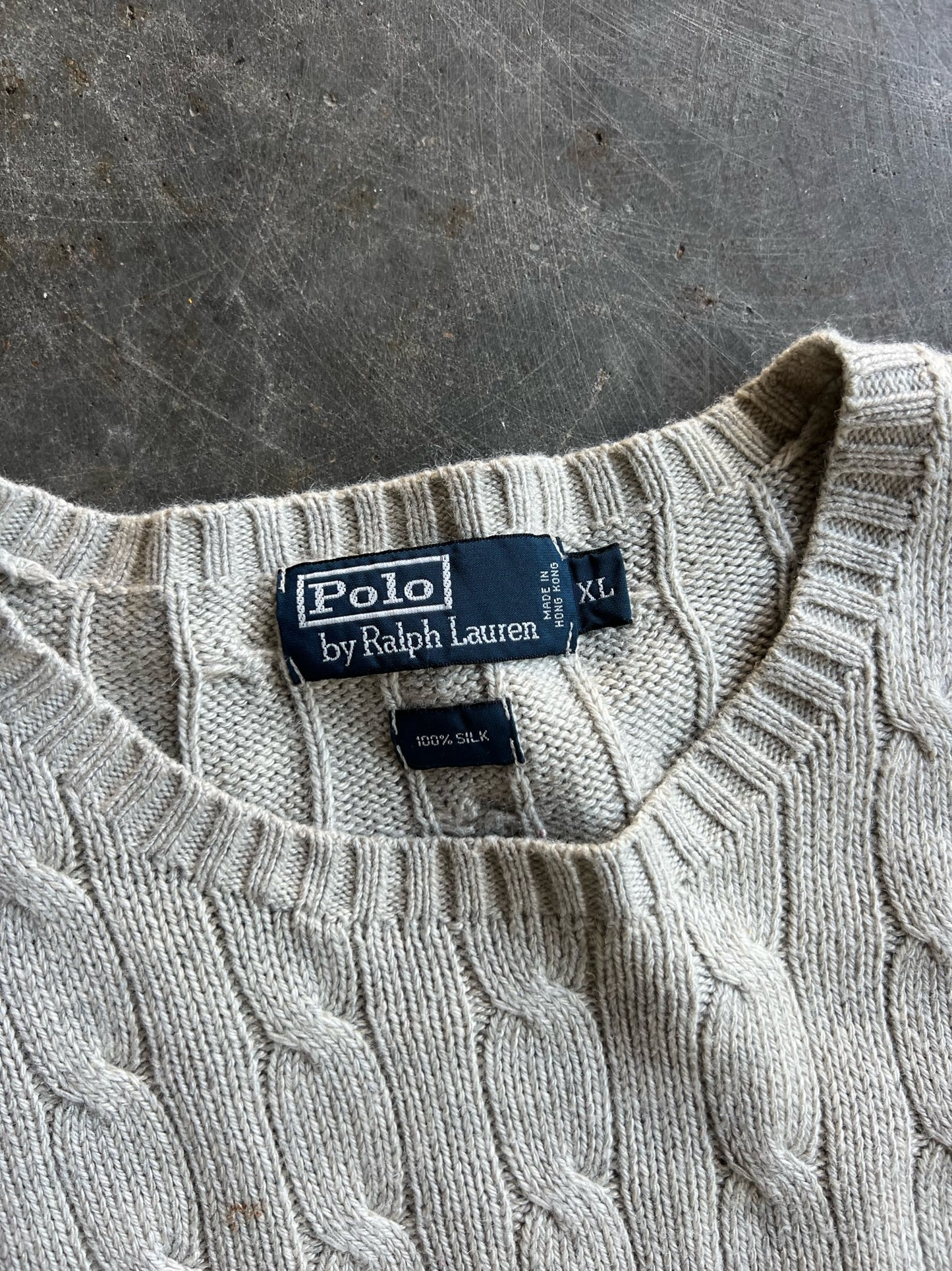 Vintage Cream Ralph Lauren Cable Knit Sweater - XL