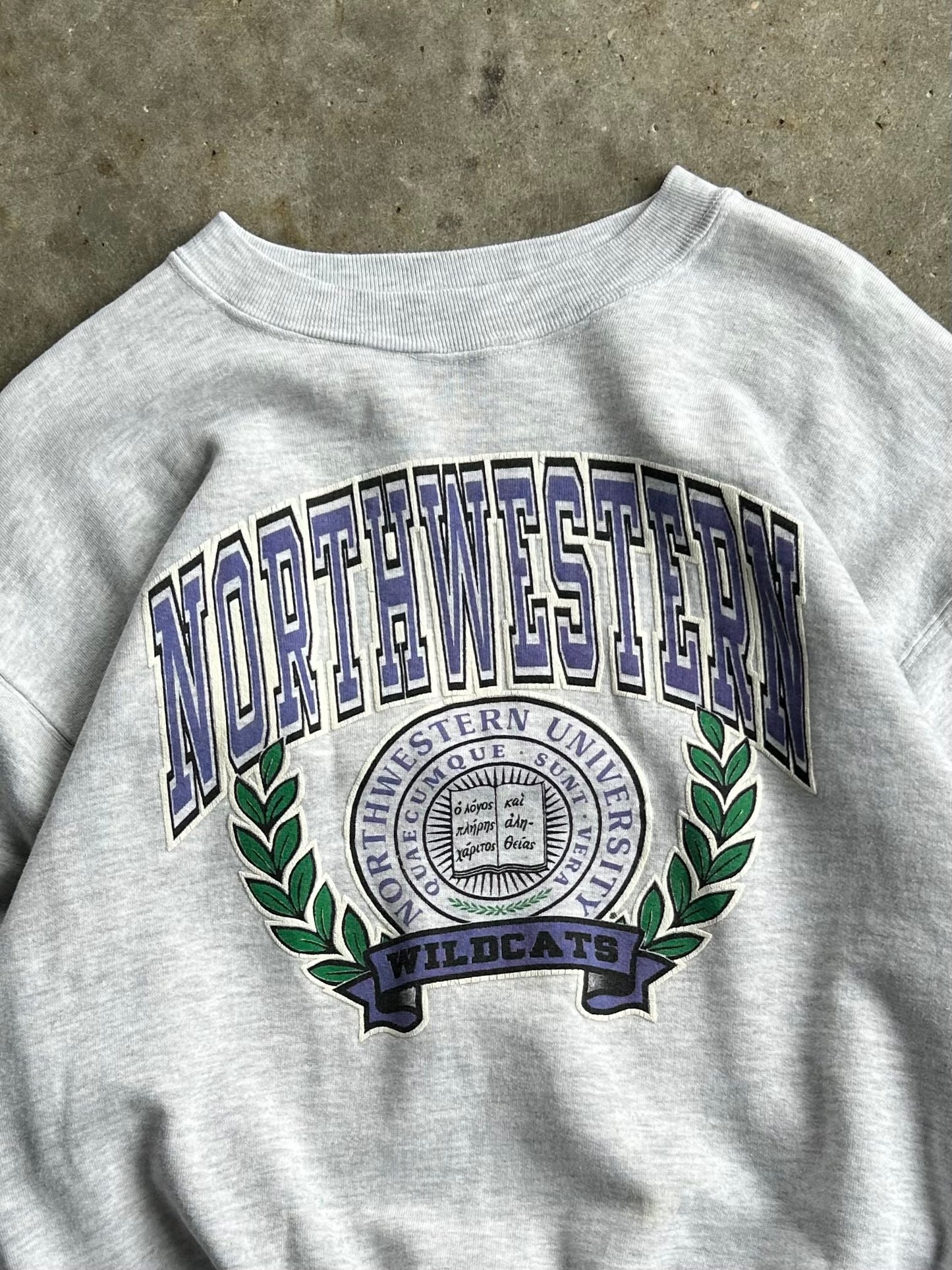 Vintage Grey Northwestern University Crew - L