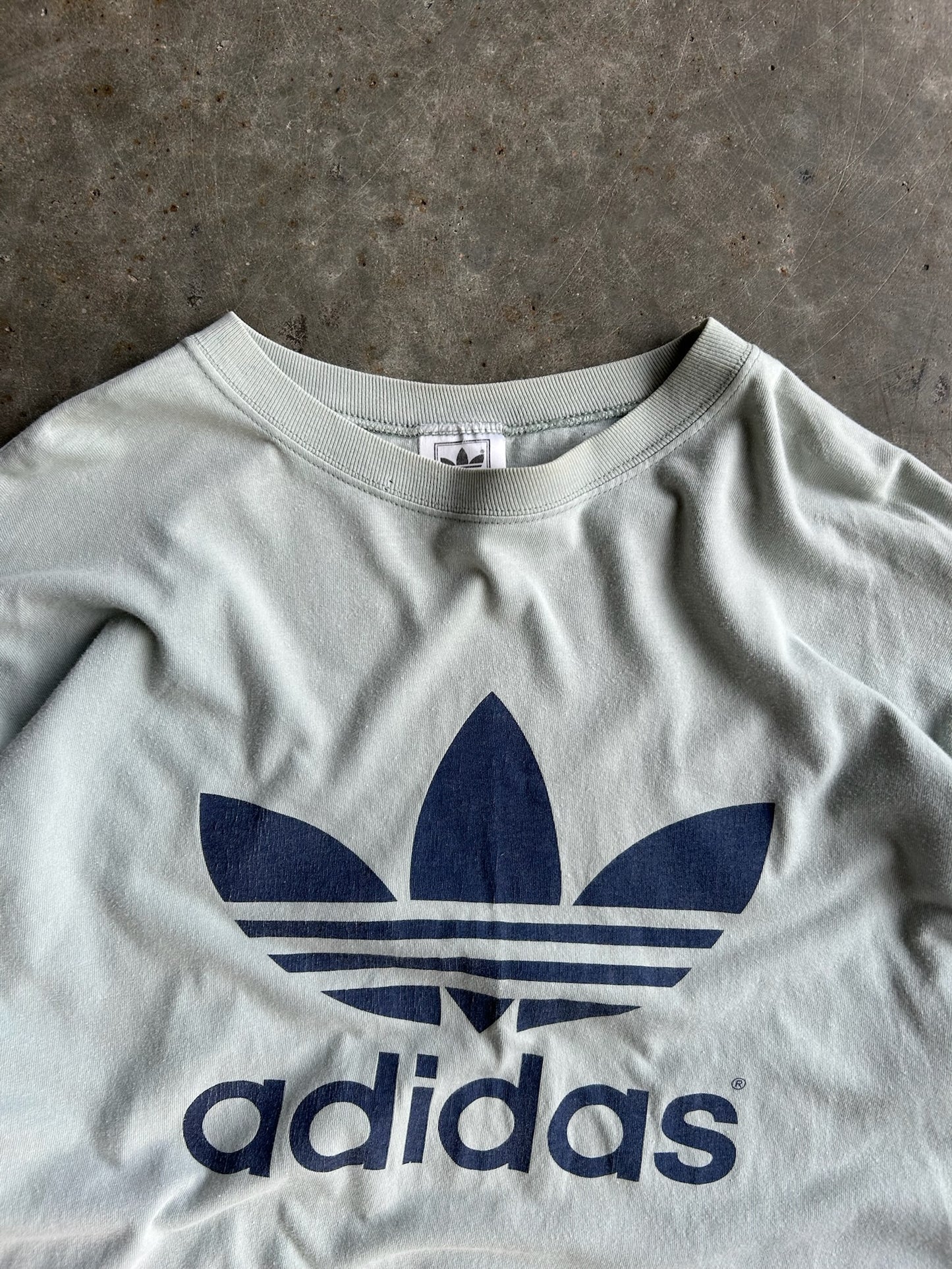 Vintage Light Green Adidas Long Sleeve Shirt - L