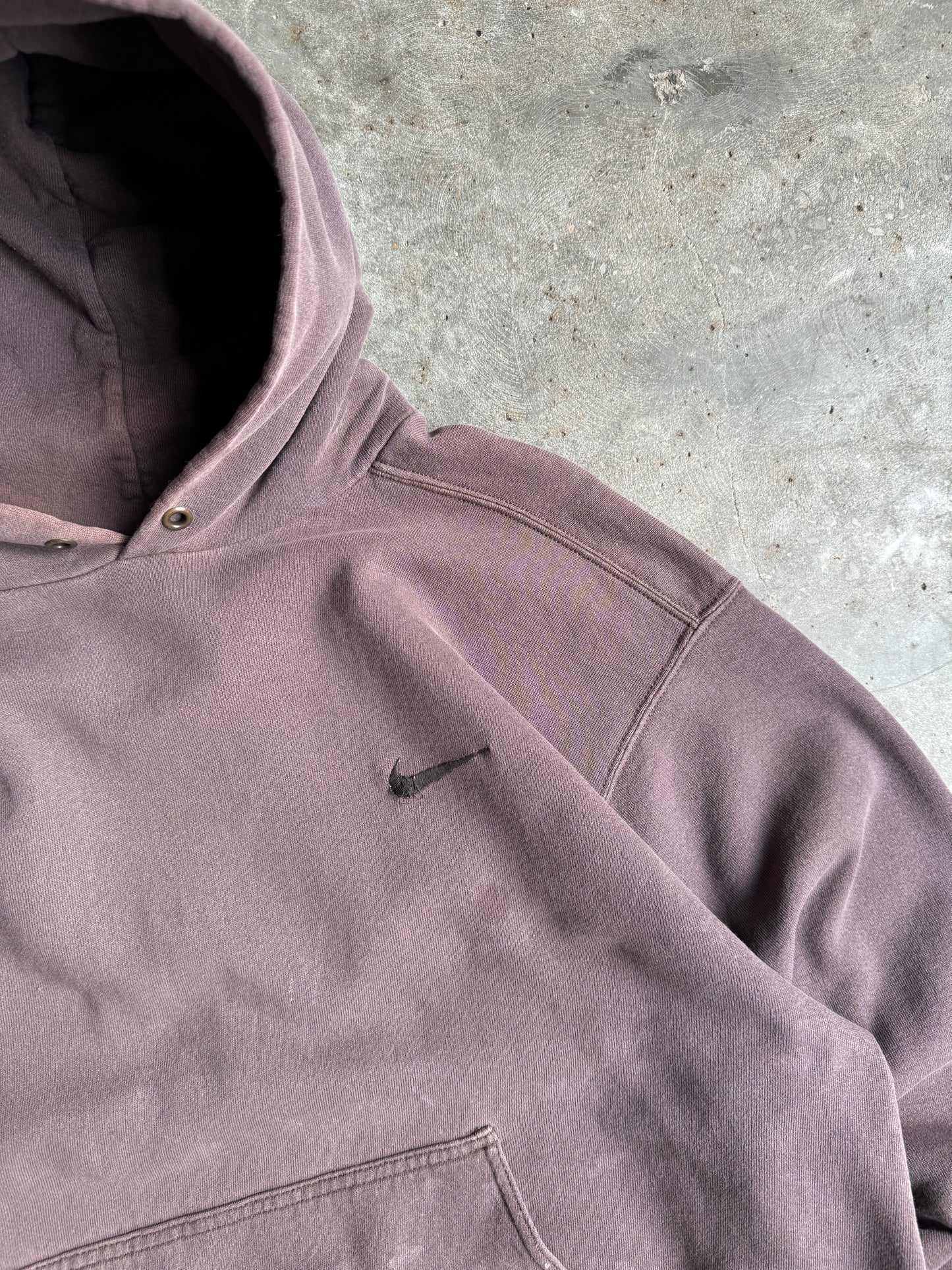 Vintage Brown Mini Swoosh Nike Hoodie - M