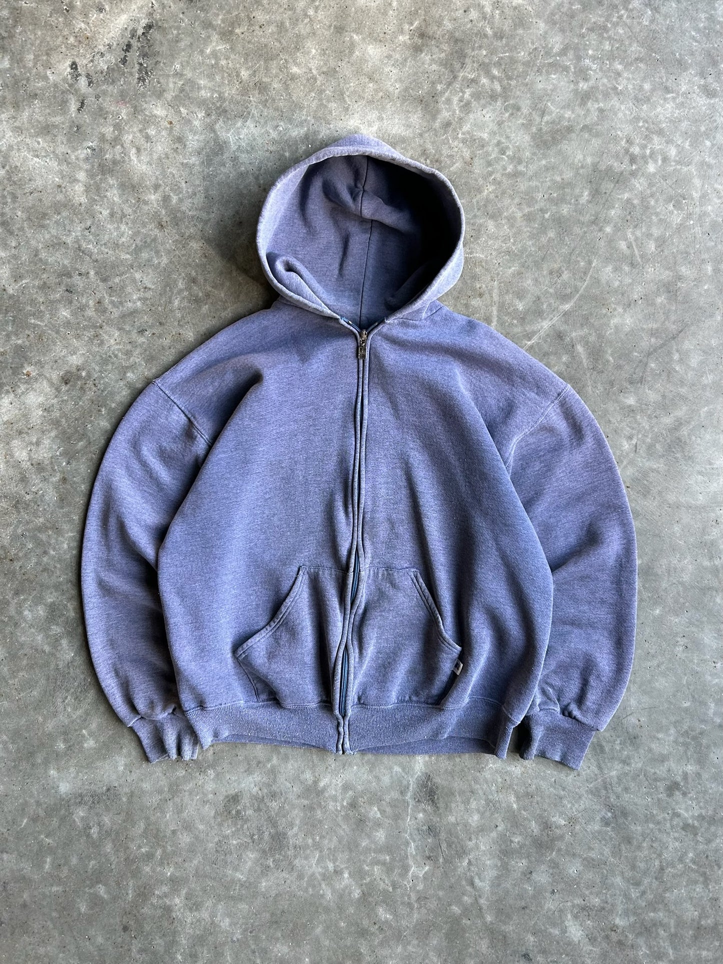 Vintage Faded Navy Blank Zip Up Hoodie - L