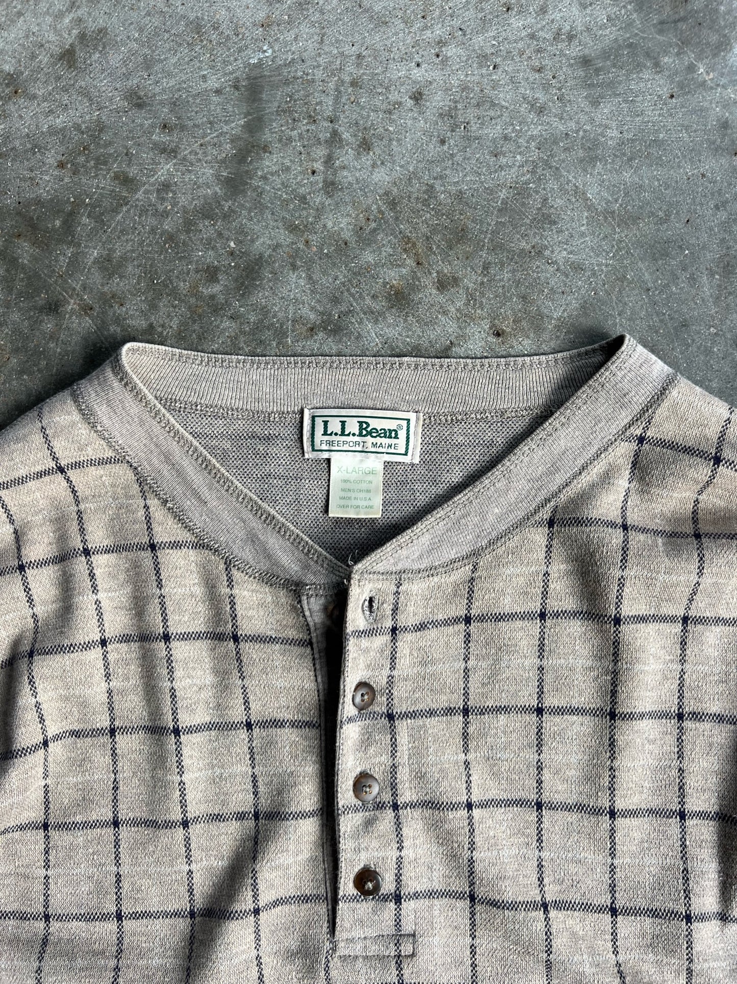 Vintage Tan Plaid L.L. Bean Long Sleeve - XL