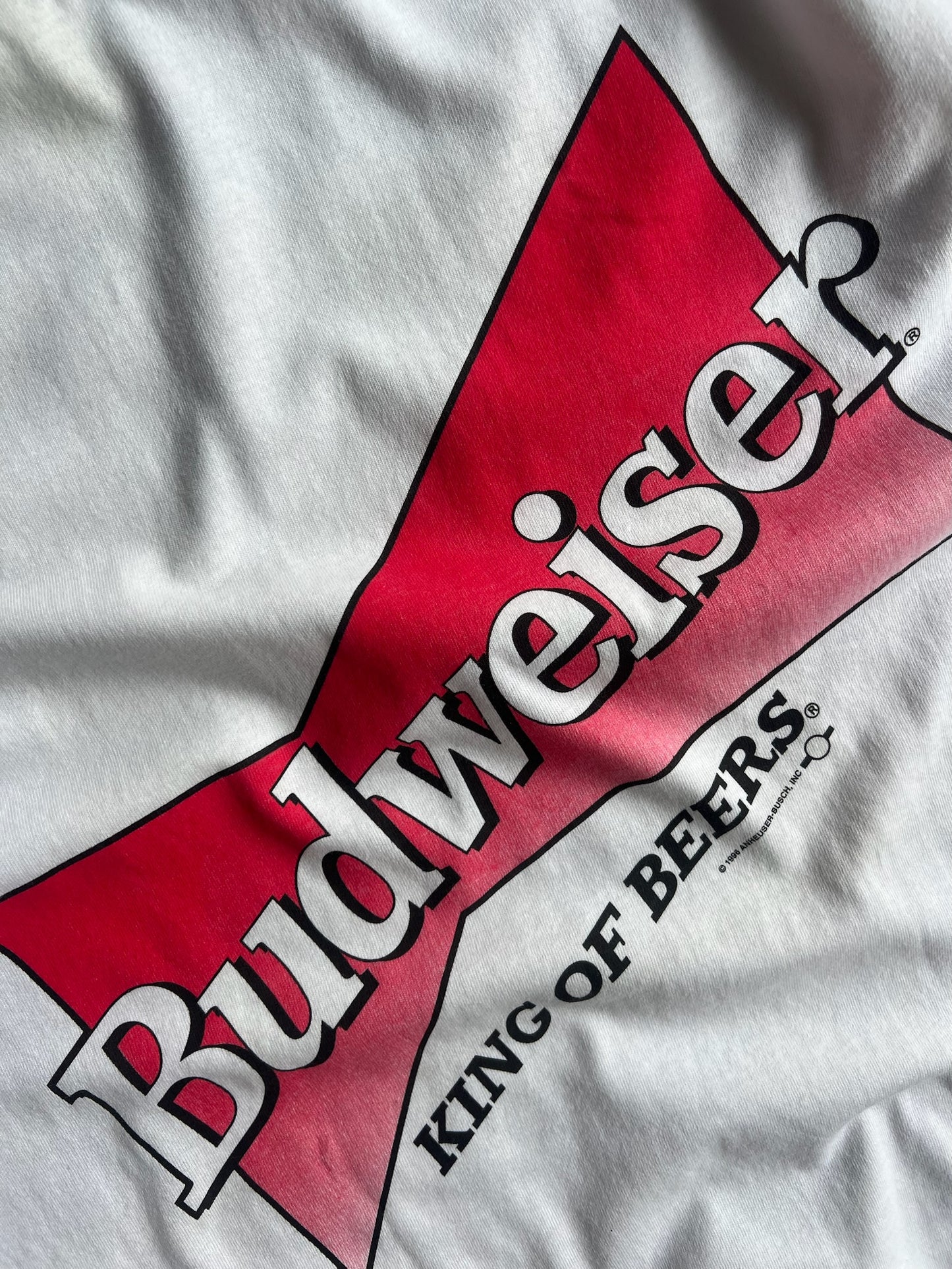 Vintage White Budweiser King Of Beers Shirt - XL