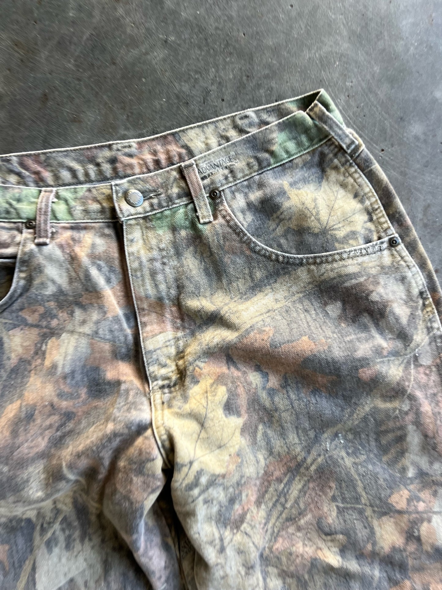 Vintage Faded Advantage Camo Wrangler Double Knee Pants - 33