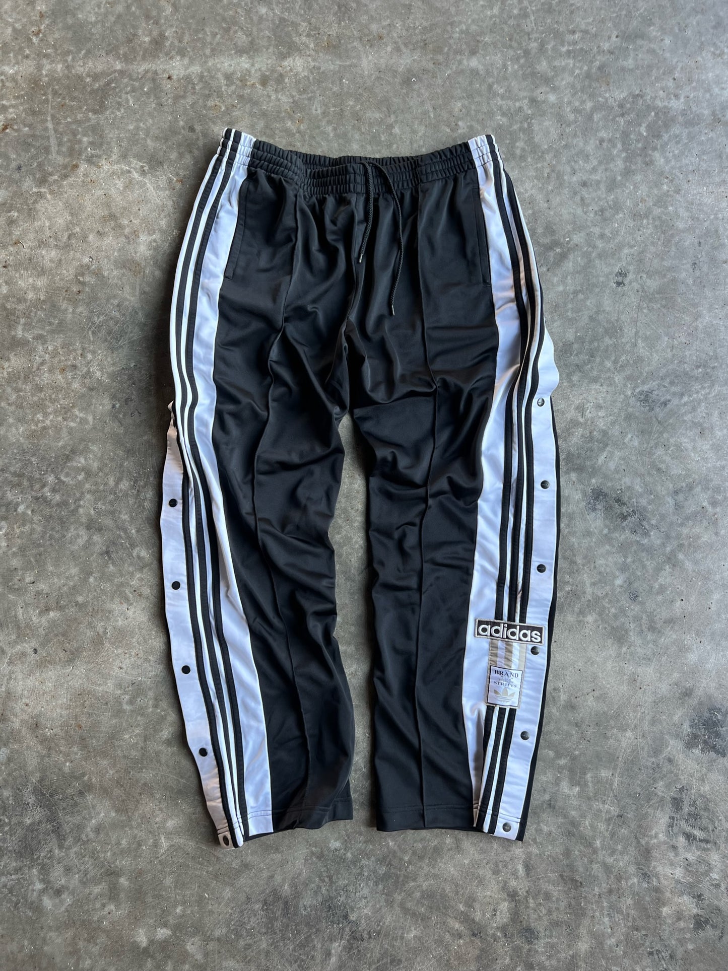 Vintage Black Striped Adidas Track Pants - L