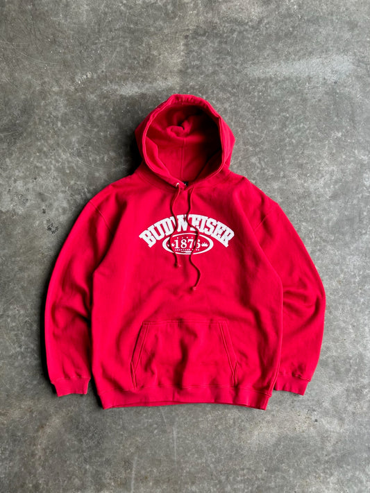 Vintage Red Budweiser Hoodie - M