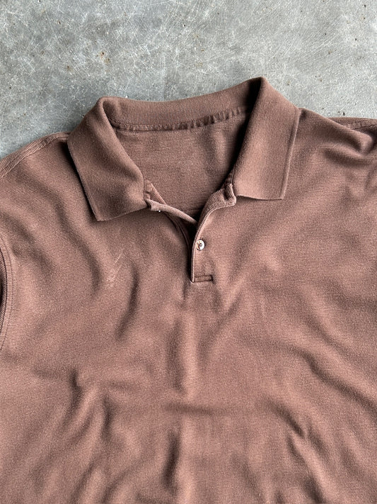 Vintage Faded Brown Cropped Polo - XL
