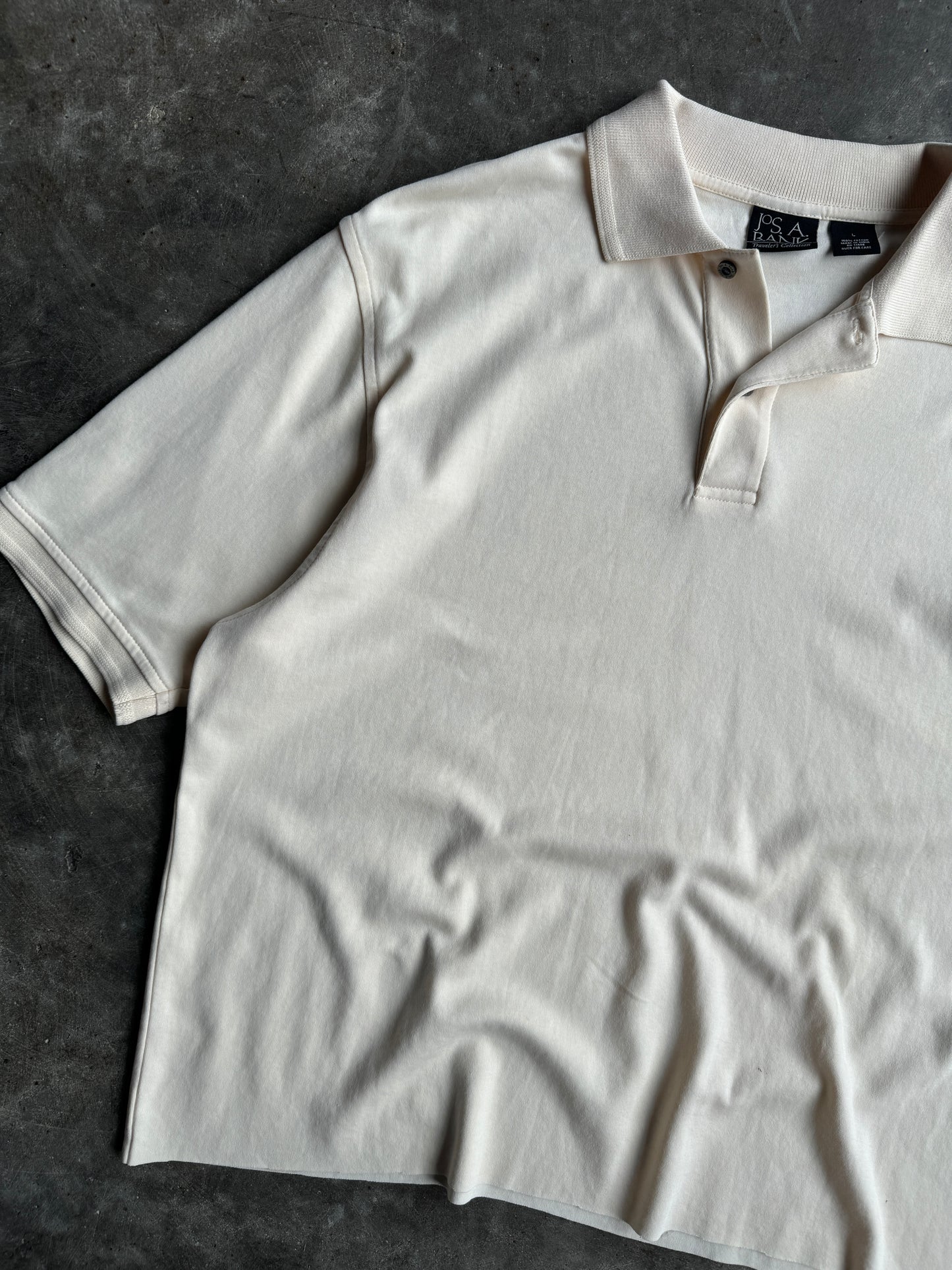 Vintage Pale Yellow Cropped Polo Shirt - XL