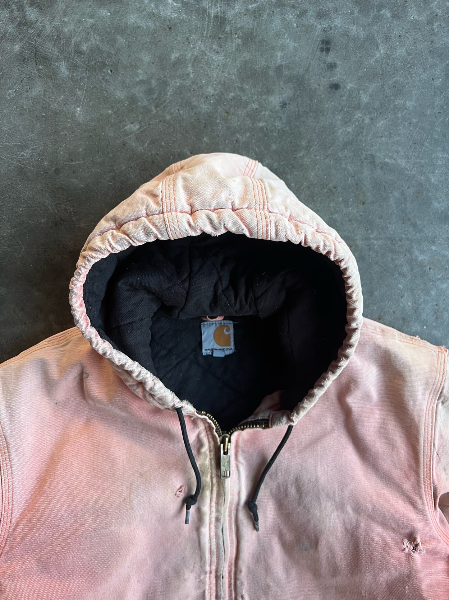 Vintage Distressed Salmon Hooded Carhartt Jacket - M