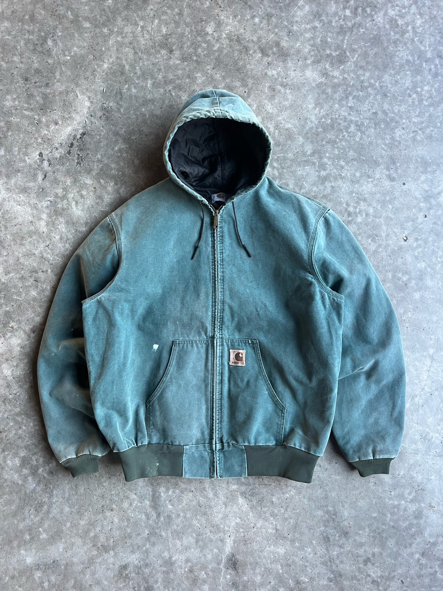 Vintage Dusty Teal Hooded Carhartt Jacket - XL