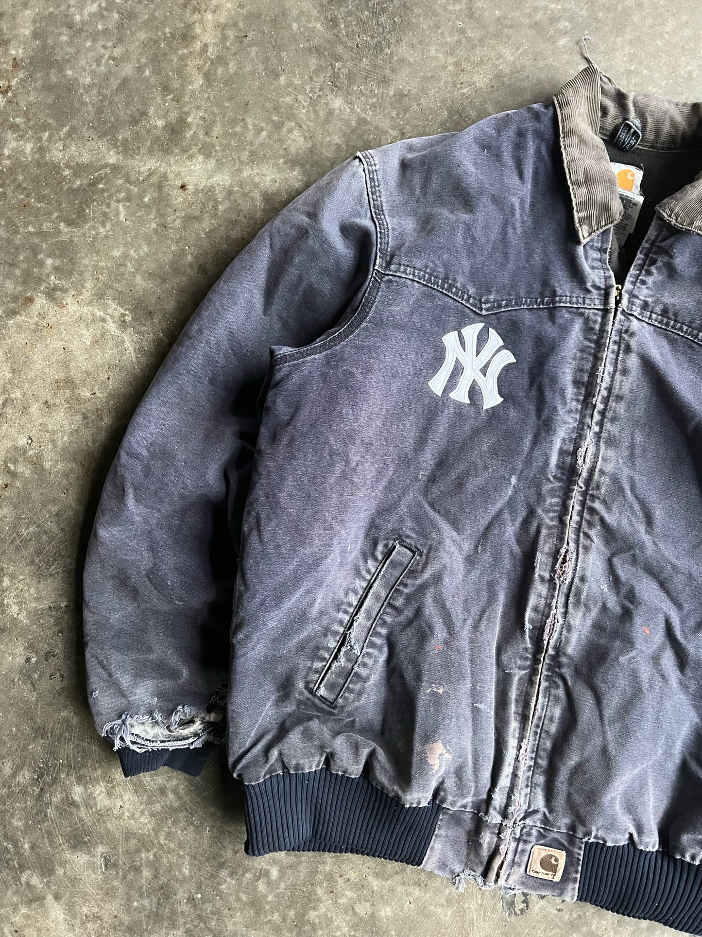 Vintage Yankees Distressed Navy Detroit Carhartt Jacket - XL