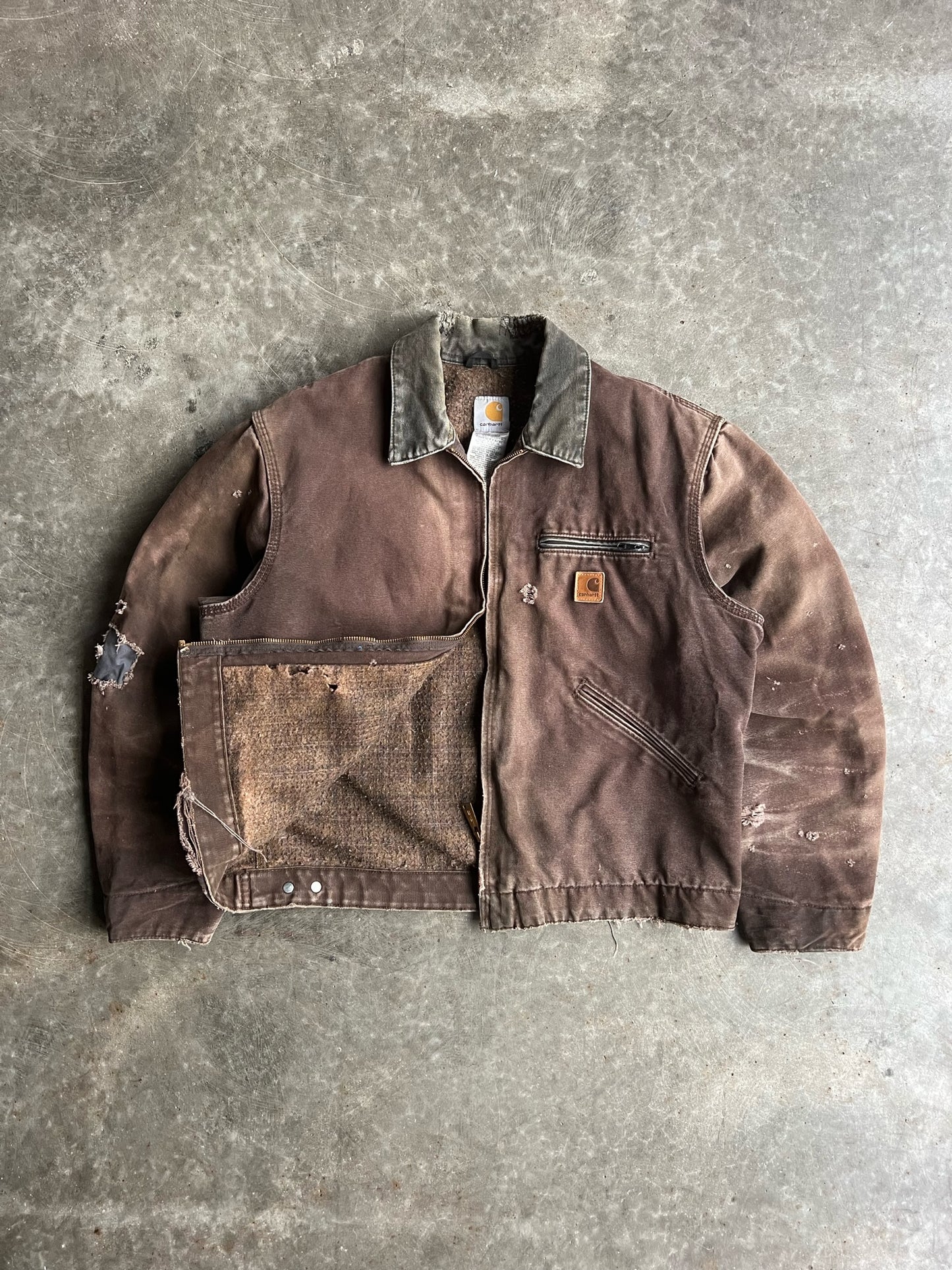 Vintage Brown Flannel Lined Carhartt Detroit Jacket - L