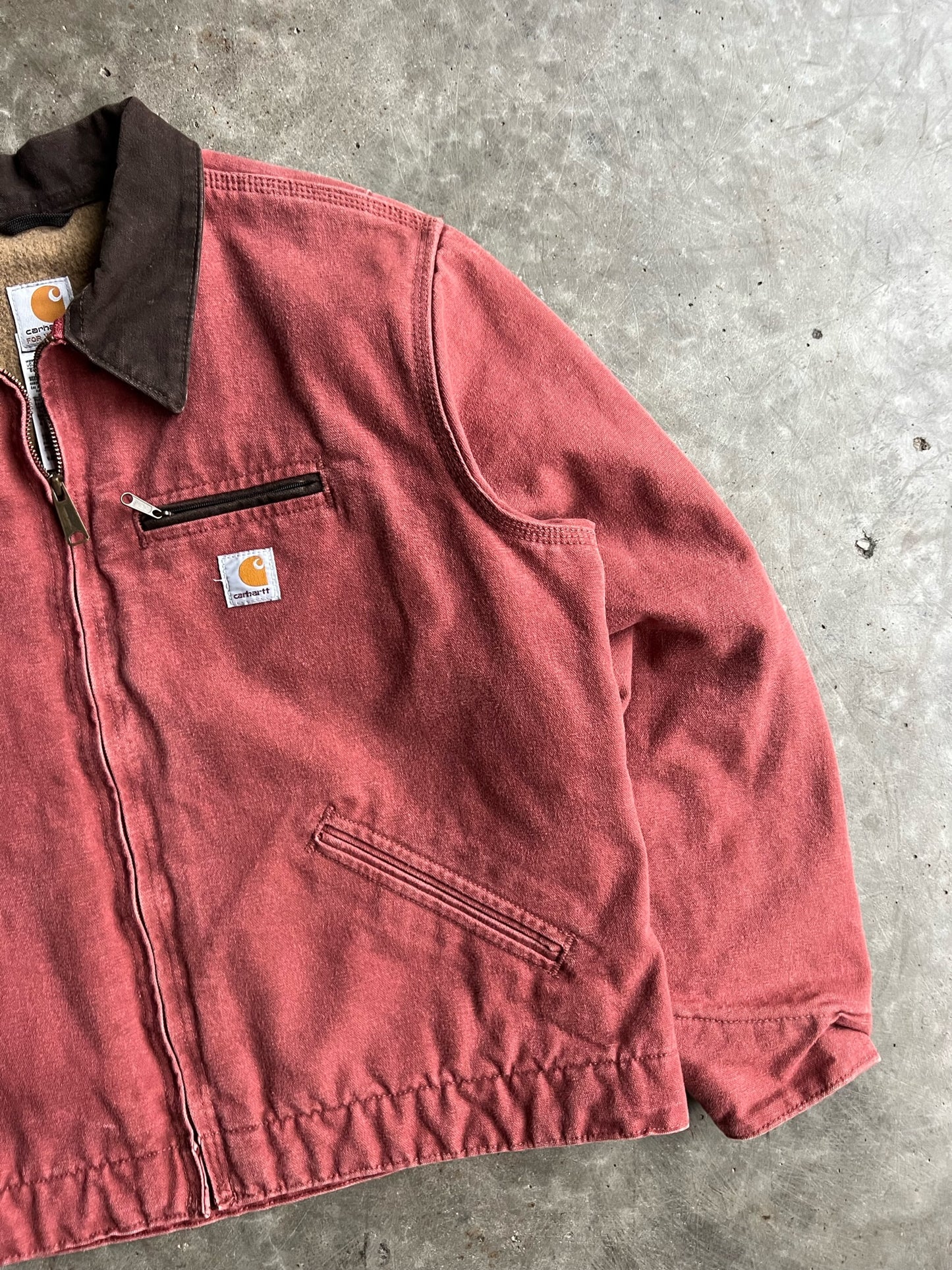 Vintage Blush Pink Flannel Lined Carhartt Detroit Jacket - XL