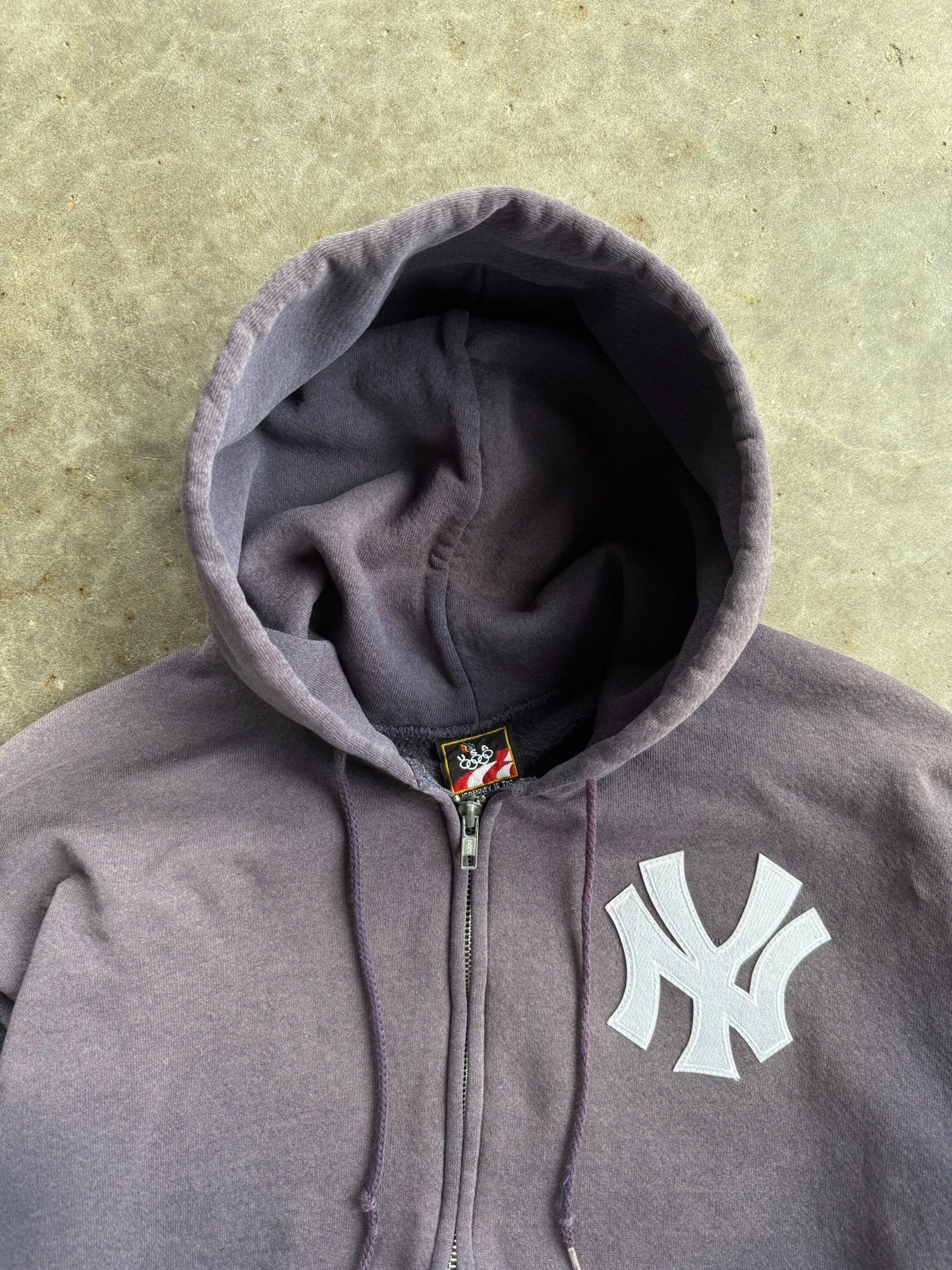 Vintage Faded Navy Yankees Zip Up Hoodie - L