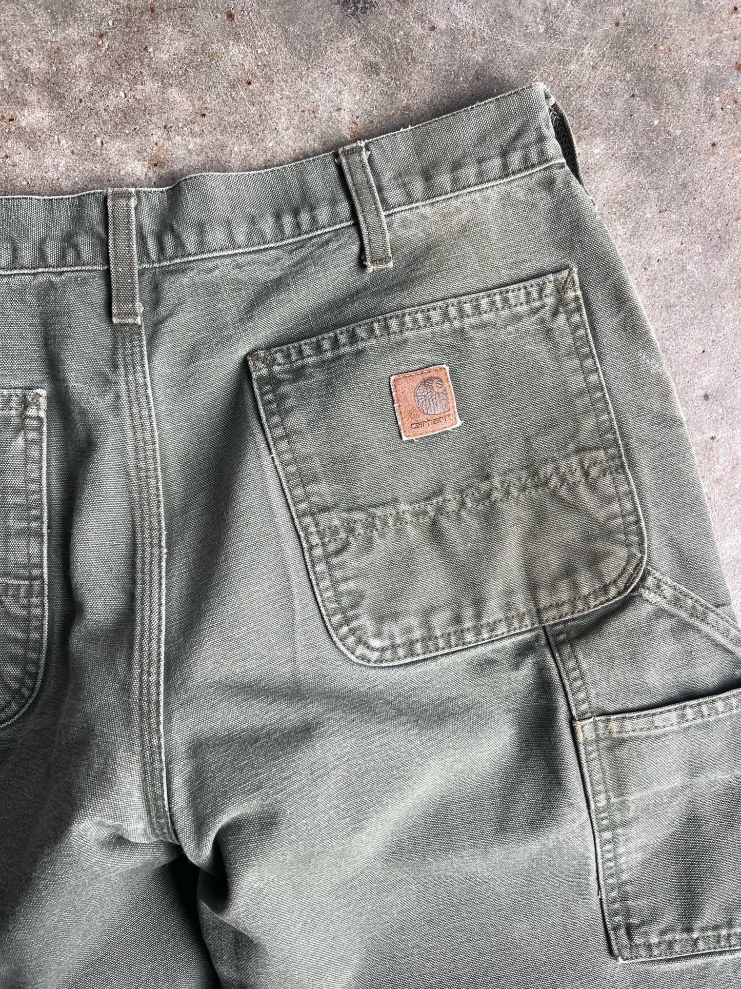 Vintage Faded Green Carhartt Carpenter Pants - 32