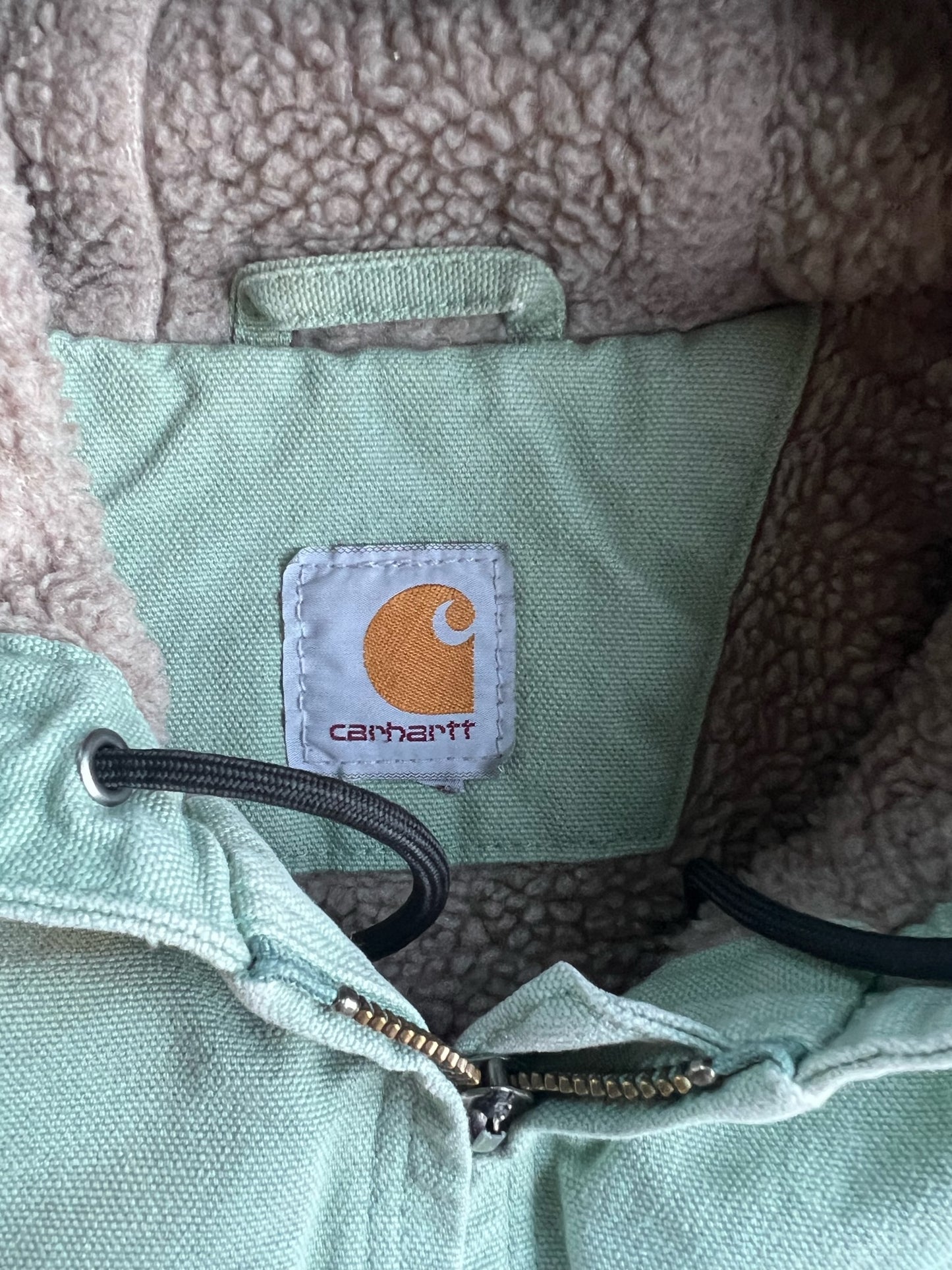 Mint Green Hooded Fleece Lined Carhartt Jacket - M