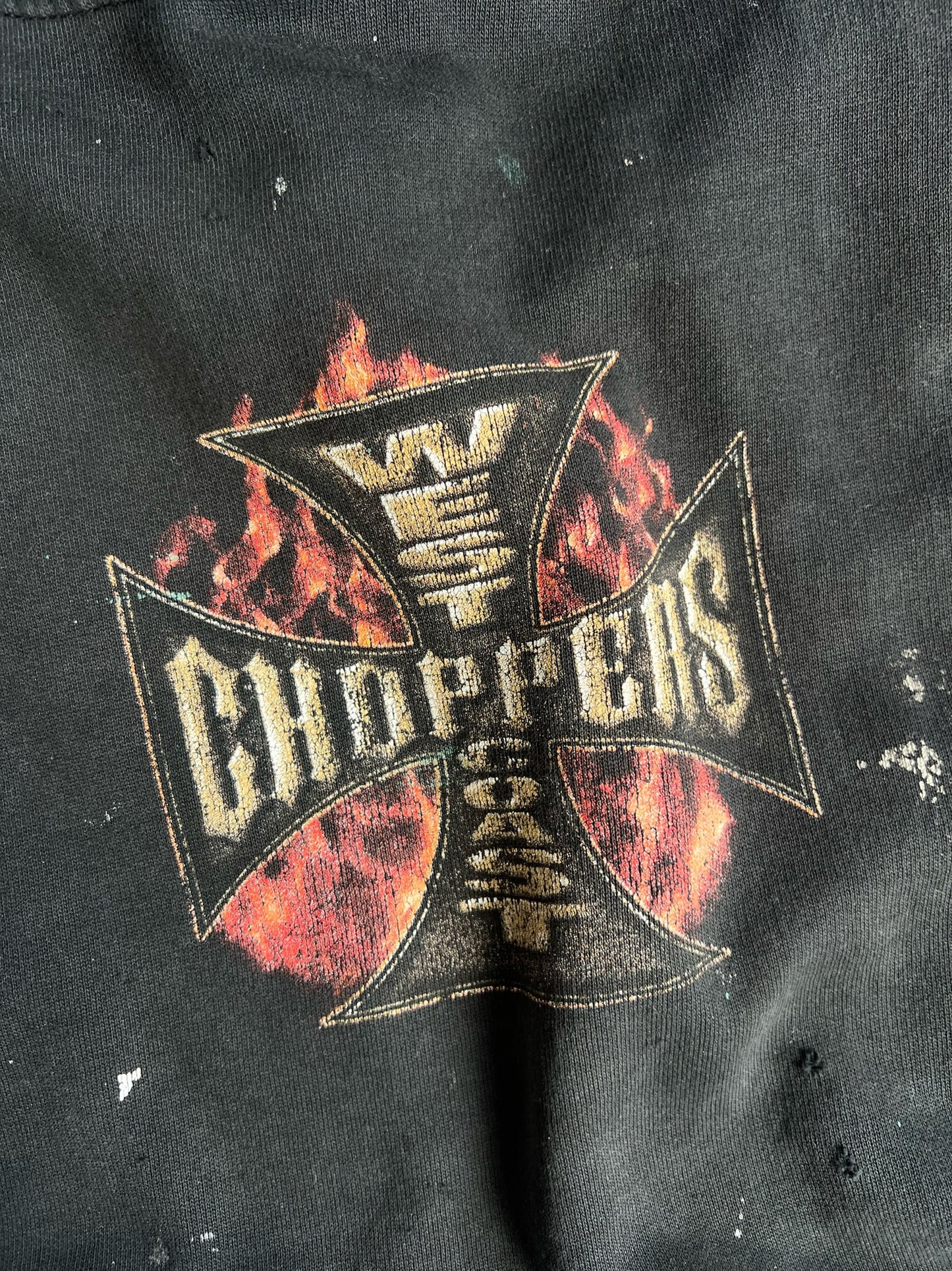 Vintage Black Painted Distressed West Coast Choppers Hoodie - XXL