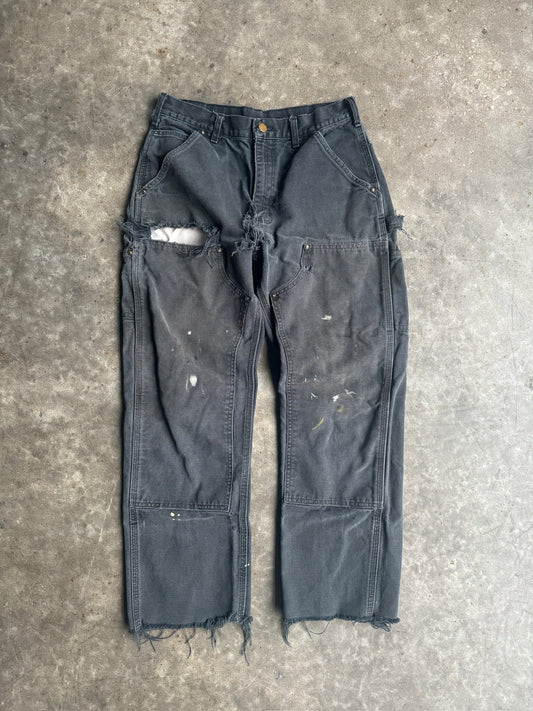 Vintage Double Knee Distressed Charcoal Carhartt Pants - 30