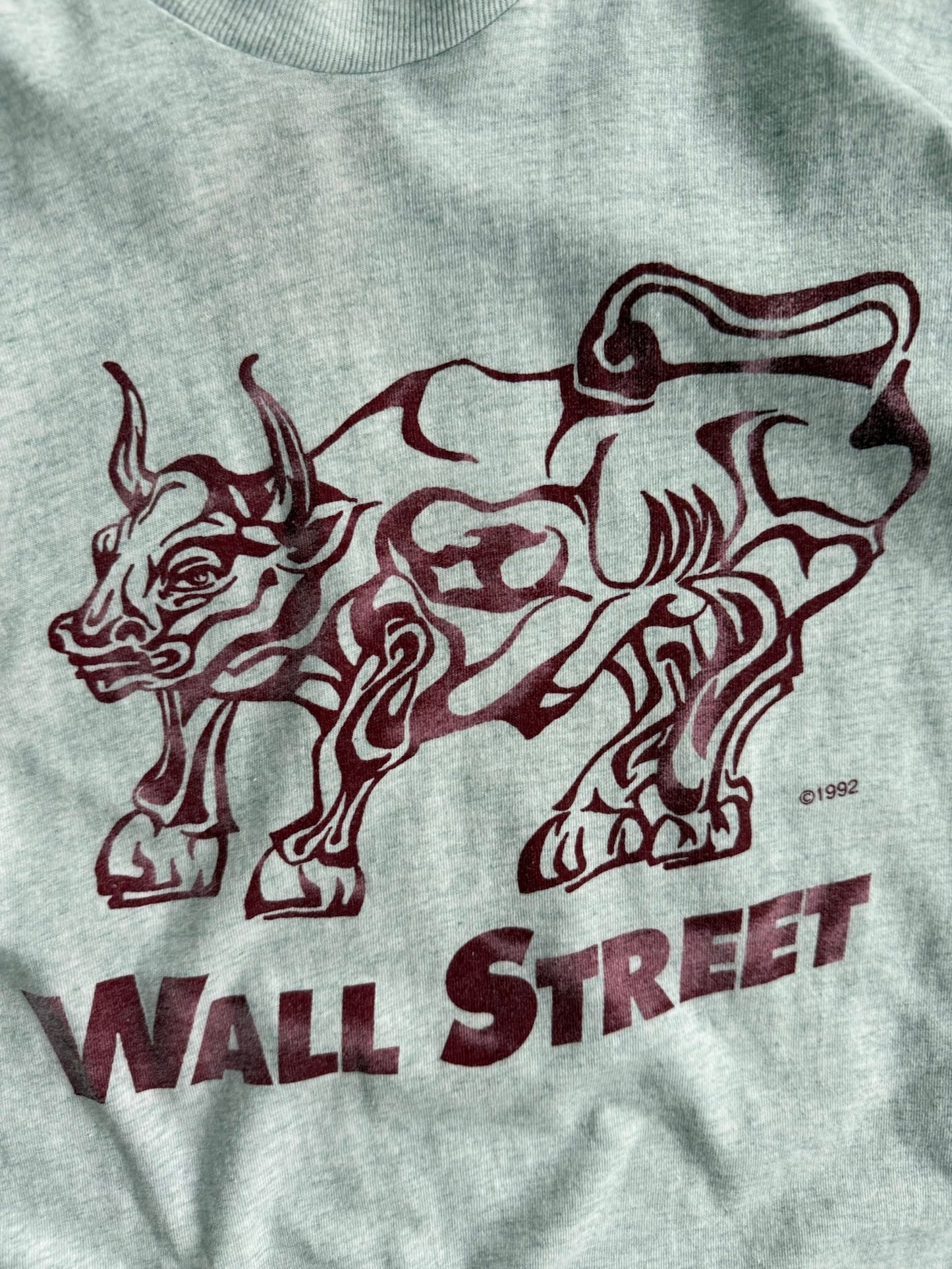 Vintage Single Stitch Wall Street Graphic Cropped Tee - XL