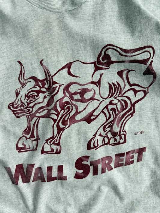 Vintage Single Stitch Wall Street Graphic Cropped Tee - XL