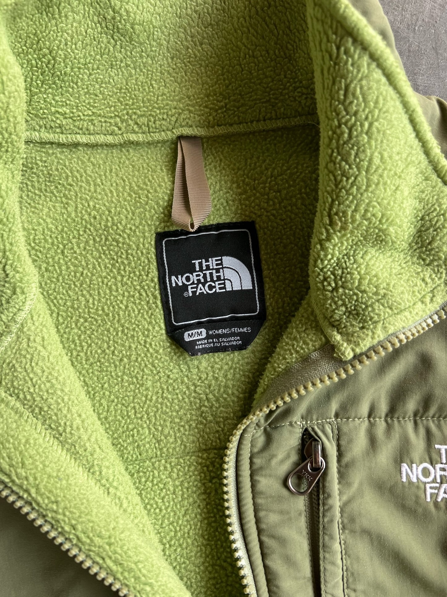 Vintage Lime Green Fleece North Face Zip Up Jacket - M