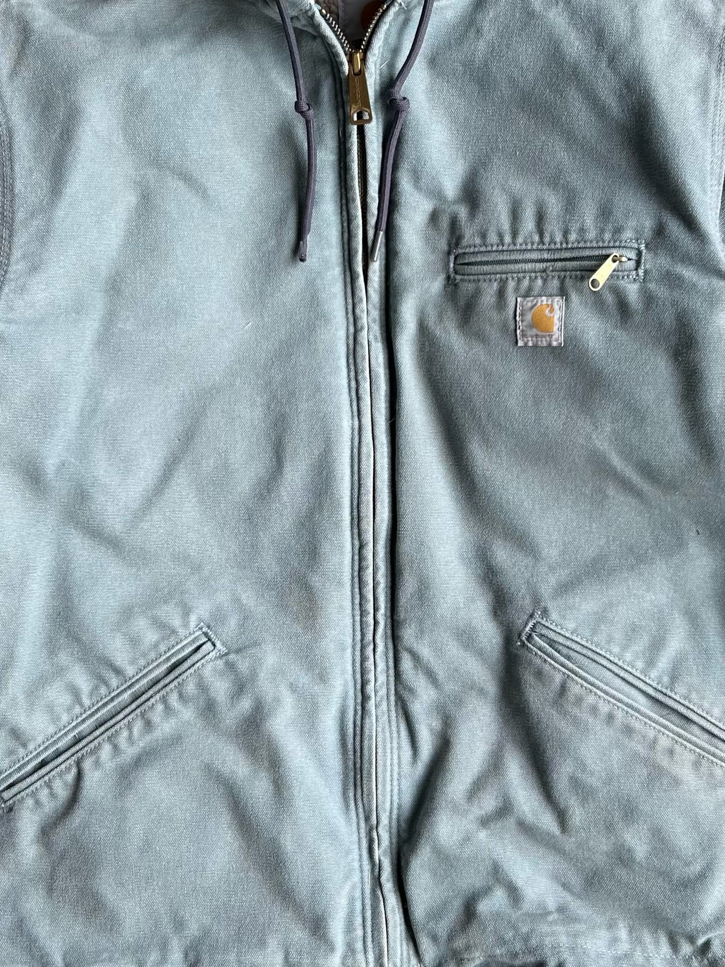 Dusty Blue Fleece Lined Hooded Carhartt Jacket - L