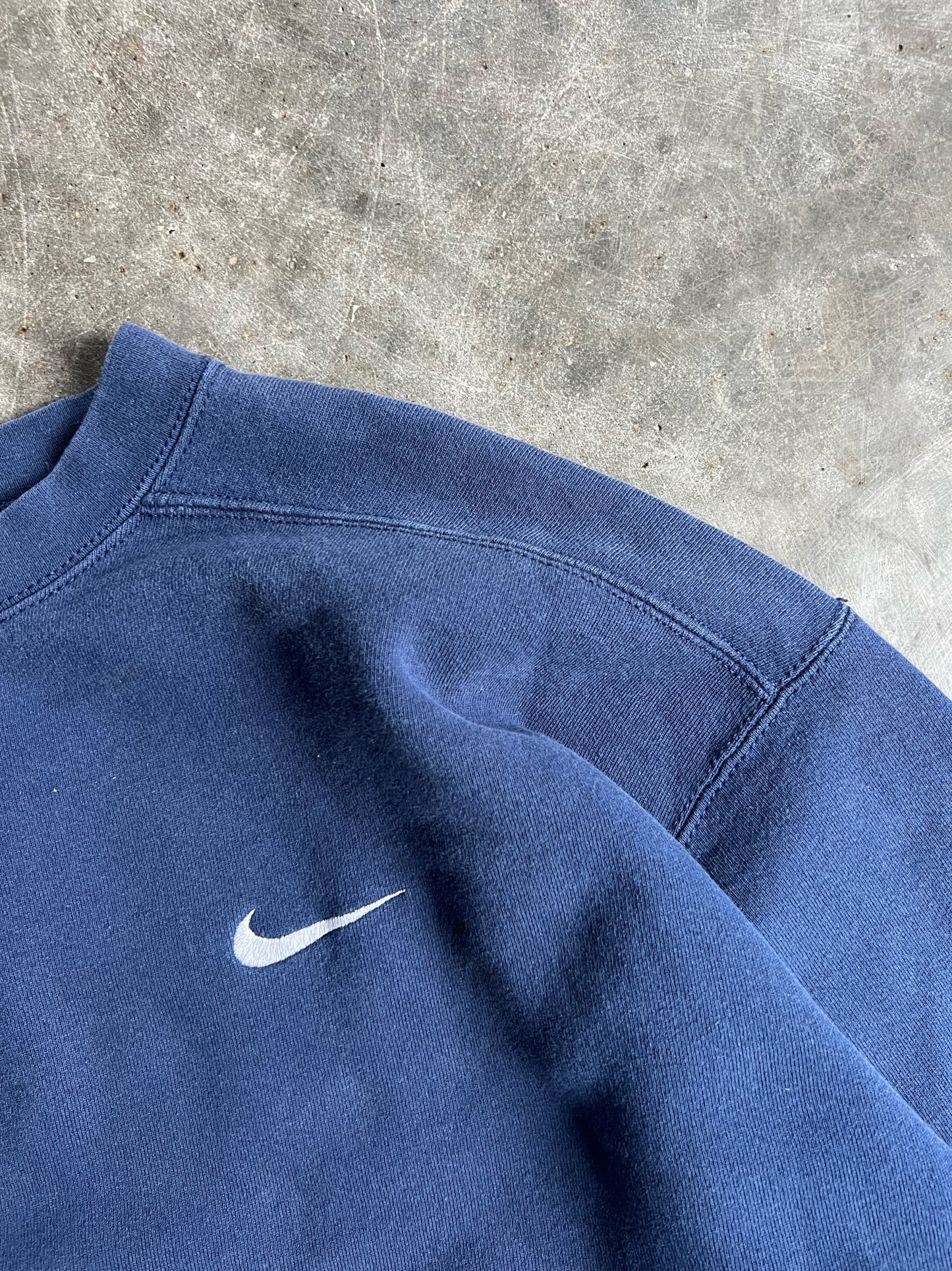 Vintage Navy Mini Nike Swoosh Crew - L