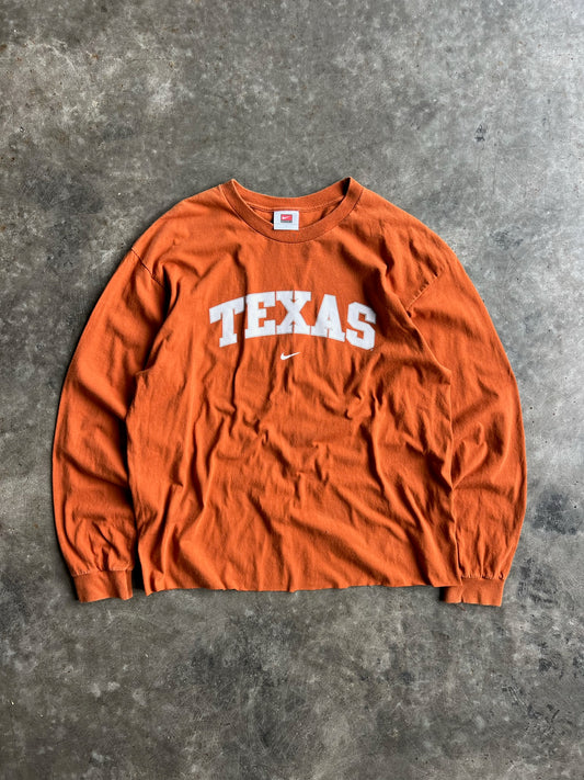 Vintage Burnt Orange Cropped Texas Nike Long Sleeve Shirt - XL