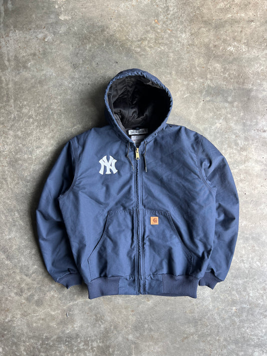 Vintage Navy Yankees Hooded Carhartt Jacket - XL