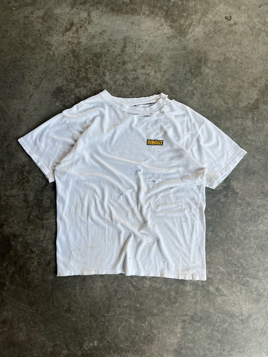 Vintage White Distressed DeWalt Shirt - L