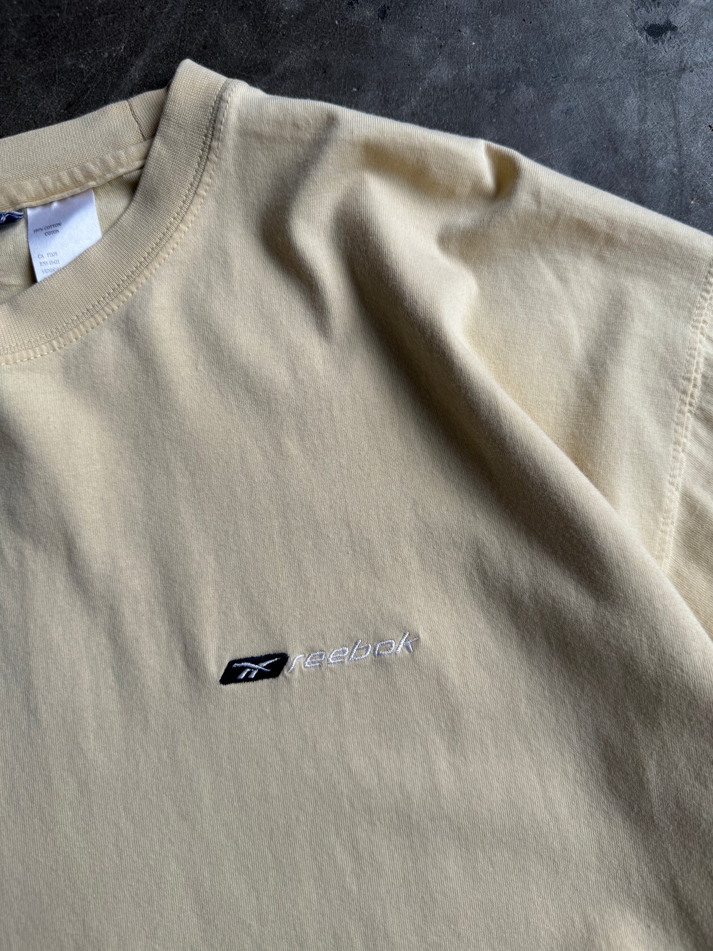 Vintage Yellow Cropped Reebok Tee - L