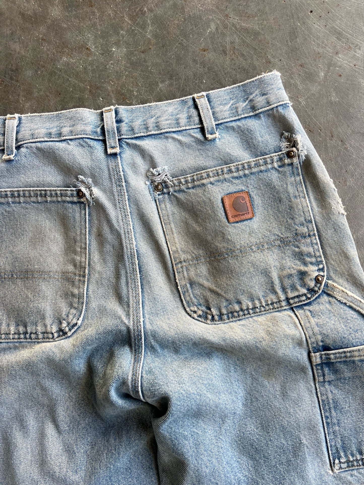 Vintage Distressed Light Wash Carhartt Double Knee Pants - 32