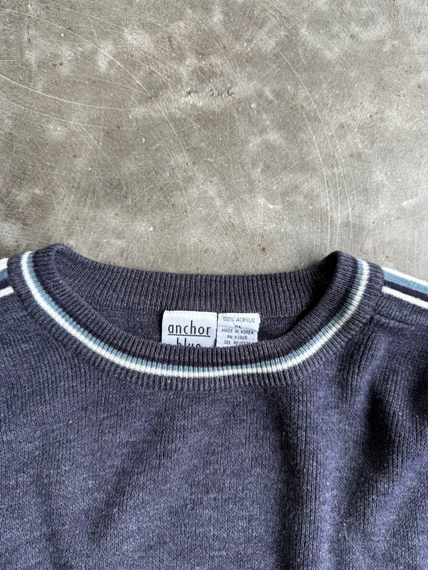 Vintage Anchor Blue Stripe Sweater - XL