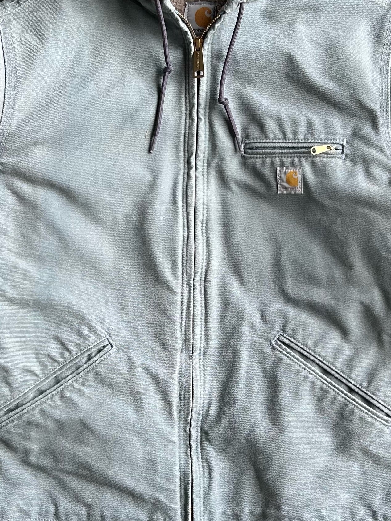 Dusty Blue Fleece Lined Hooded Carhartt Jacket - M