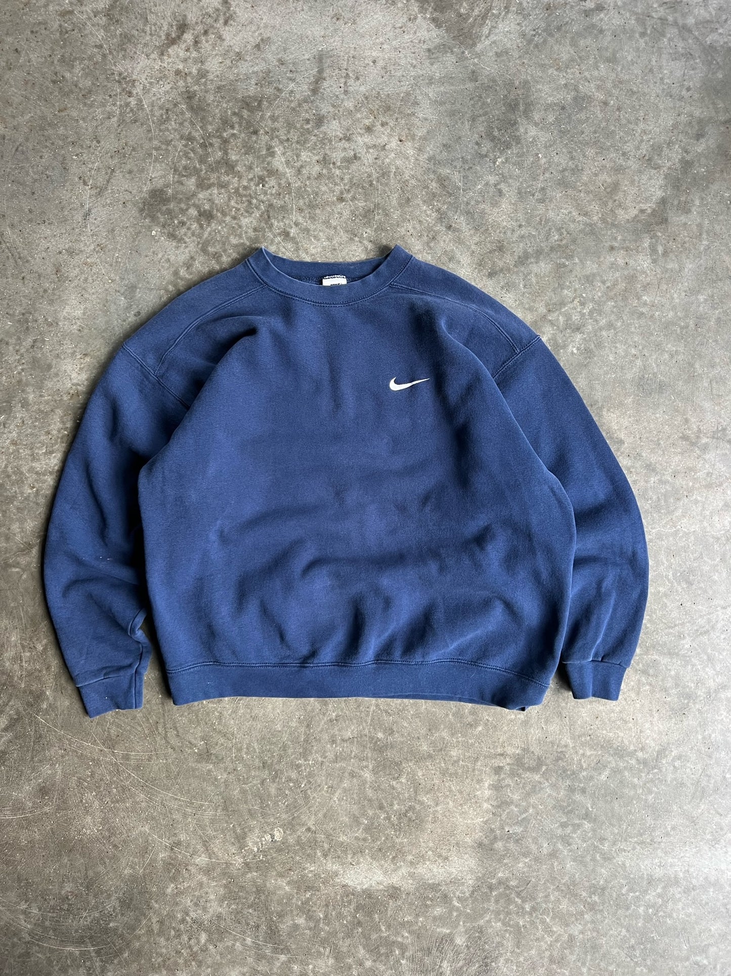 Vintage Navy Mini Nike Swoosh Crew - L