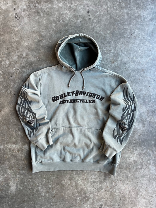 Vintage Sage Green Harley Davidson Hoodie - XL